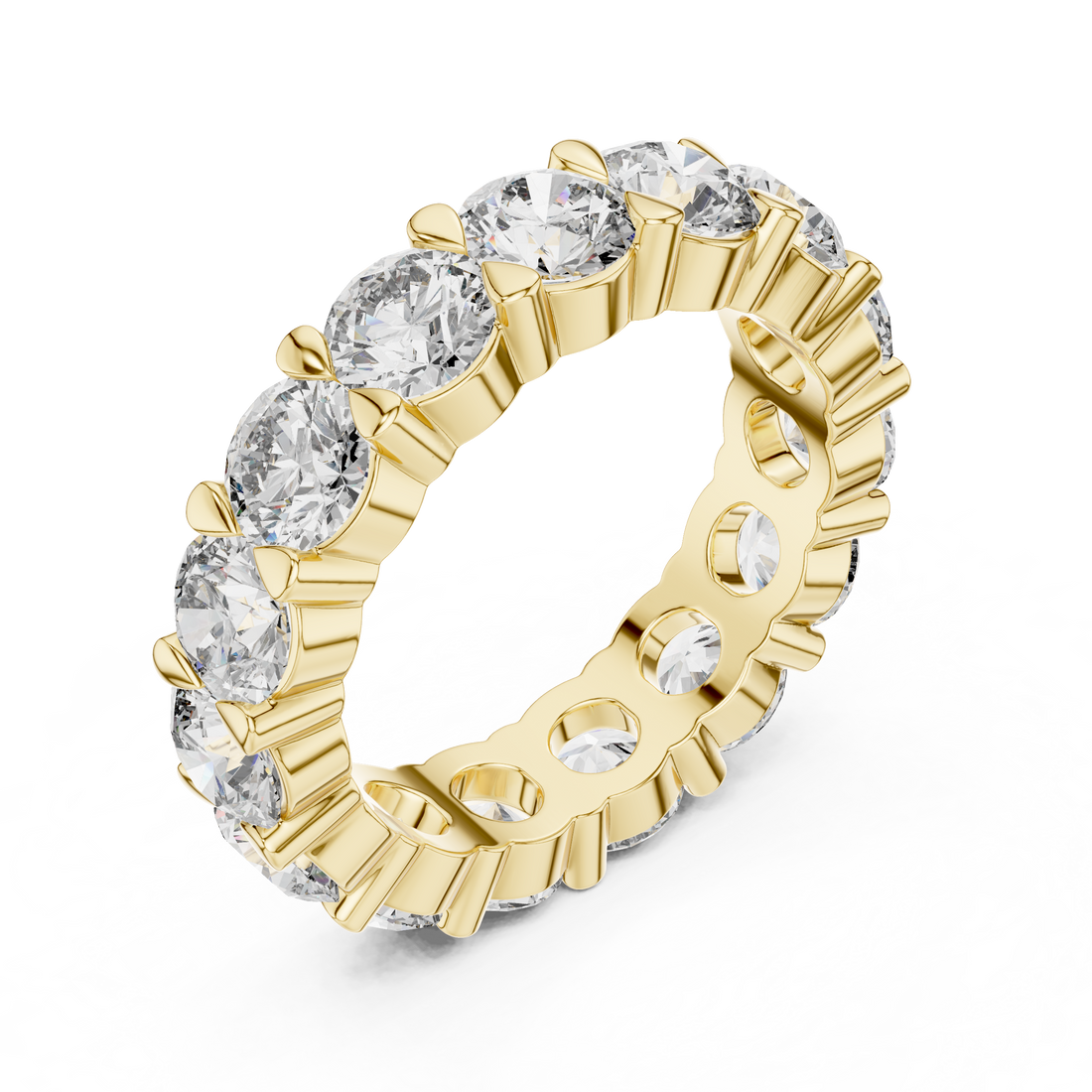 Round Cut Shared-Prong Full Eternity Band