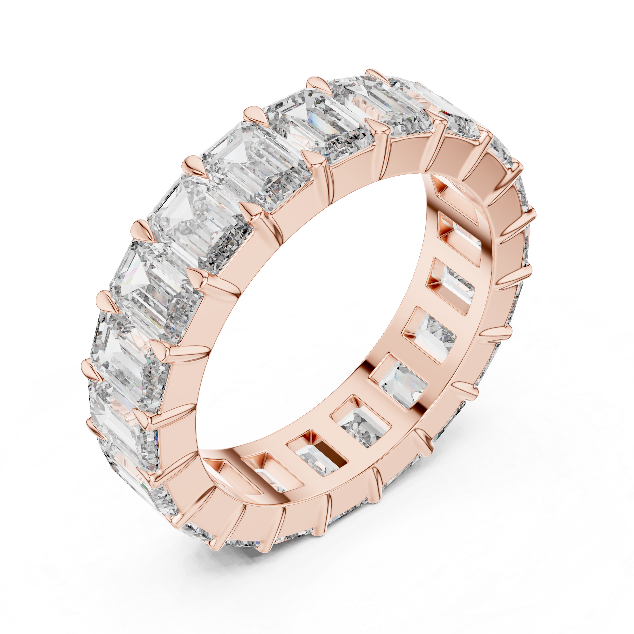 Emerald-Cut Shared-Prong Full Eternity Band