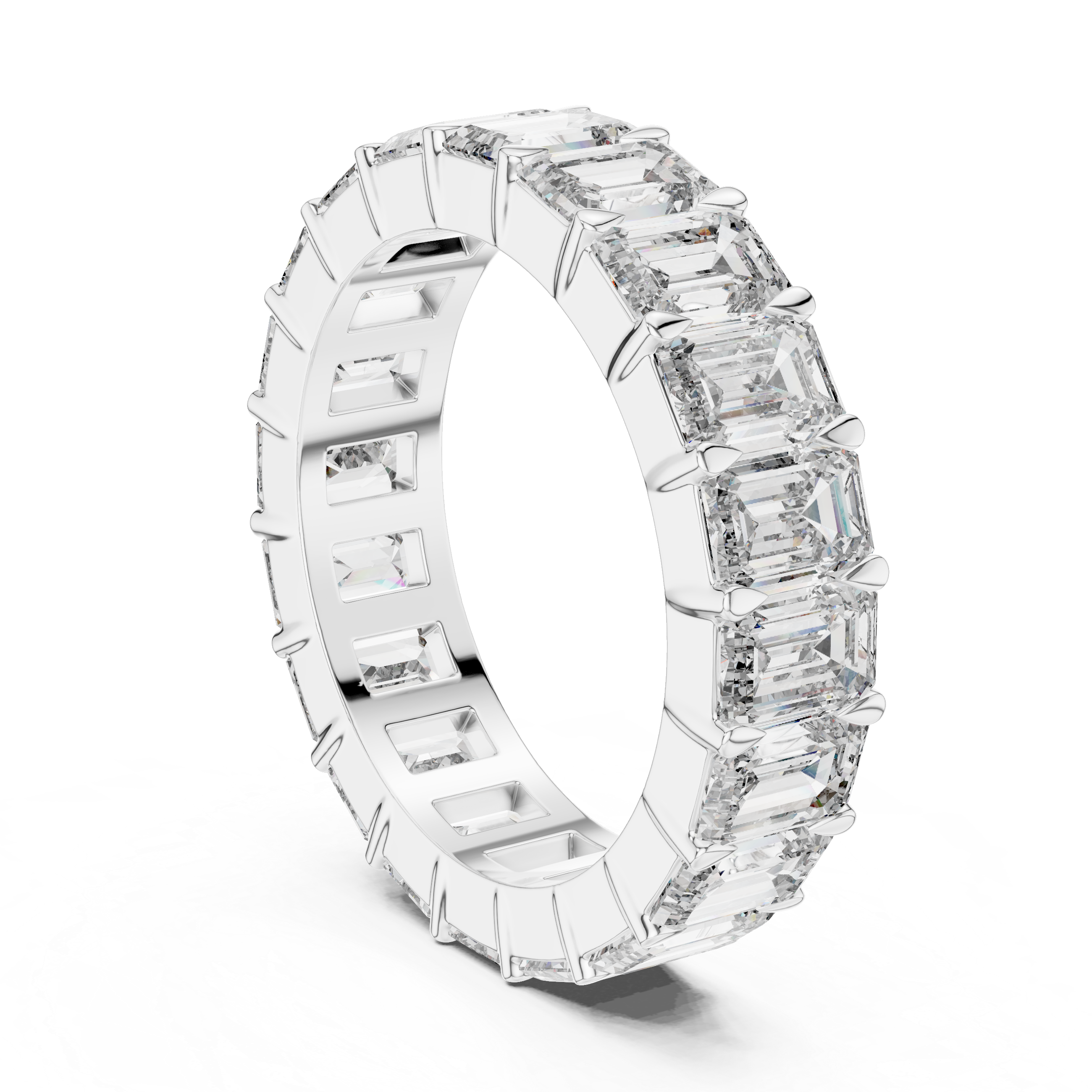 Emerald-Cut Shared-Prong Full Eternity Band