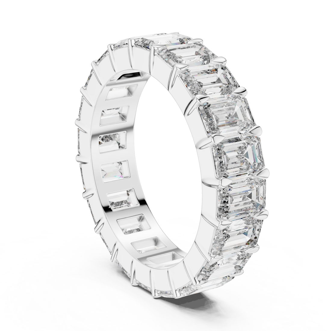 Emerald-Cut Shared-Prong Full Eternity Band