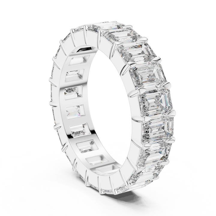 Emerald-Cut Shared-Prong Full Eternity Band