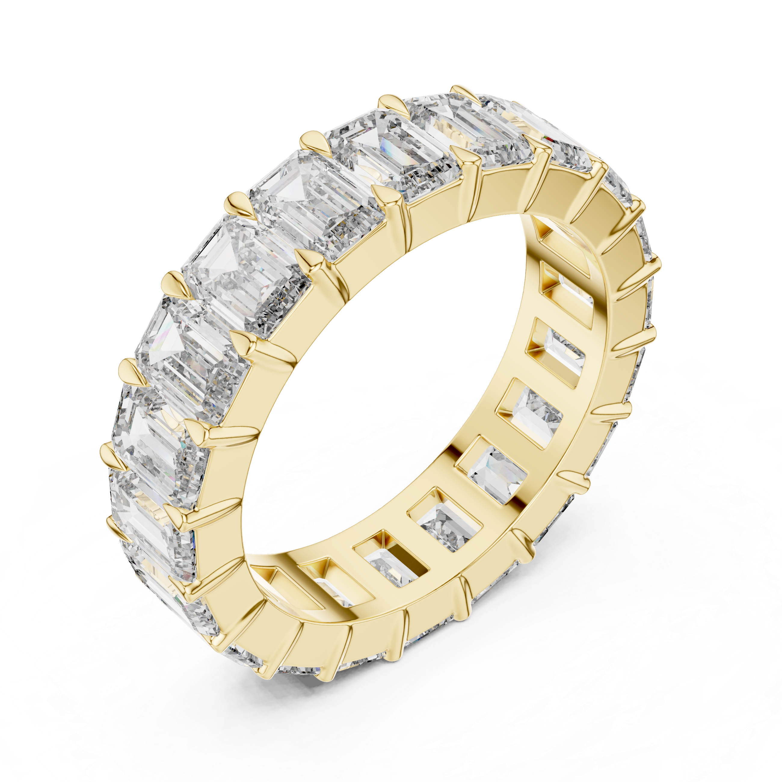Emerald-Cut Shared-Prong Full Eternity Band