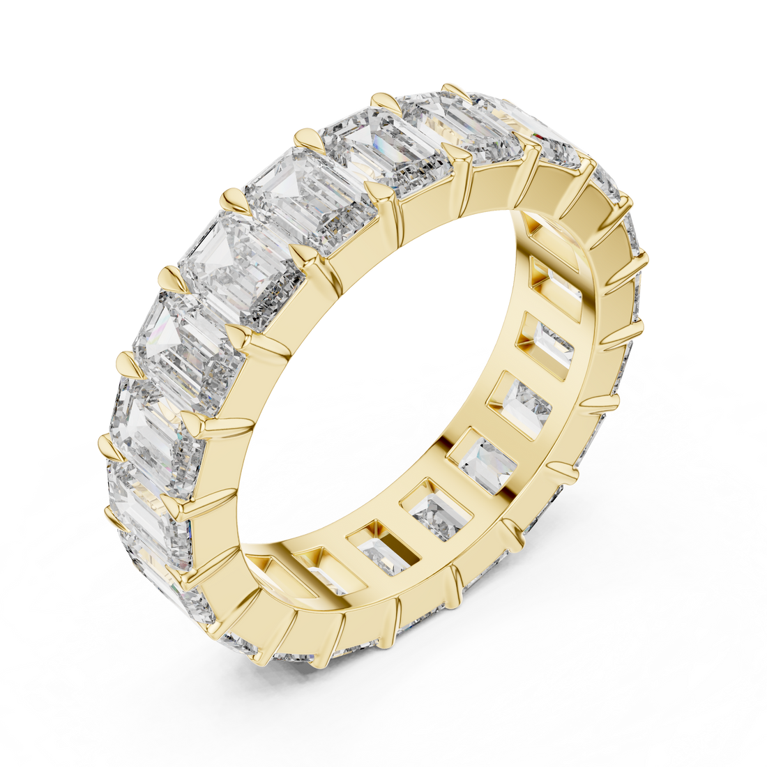 Emerald-Cut Shared-Prong Full Eternity Band