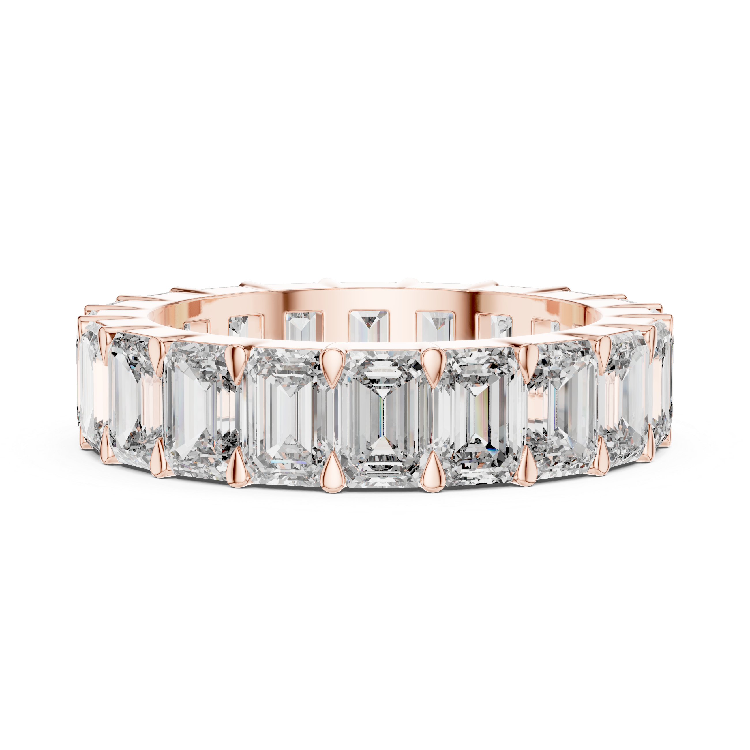 Emerald-Cut Shared-Prong Full Eternity Band