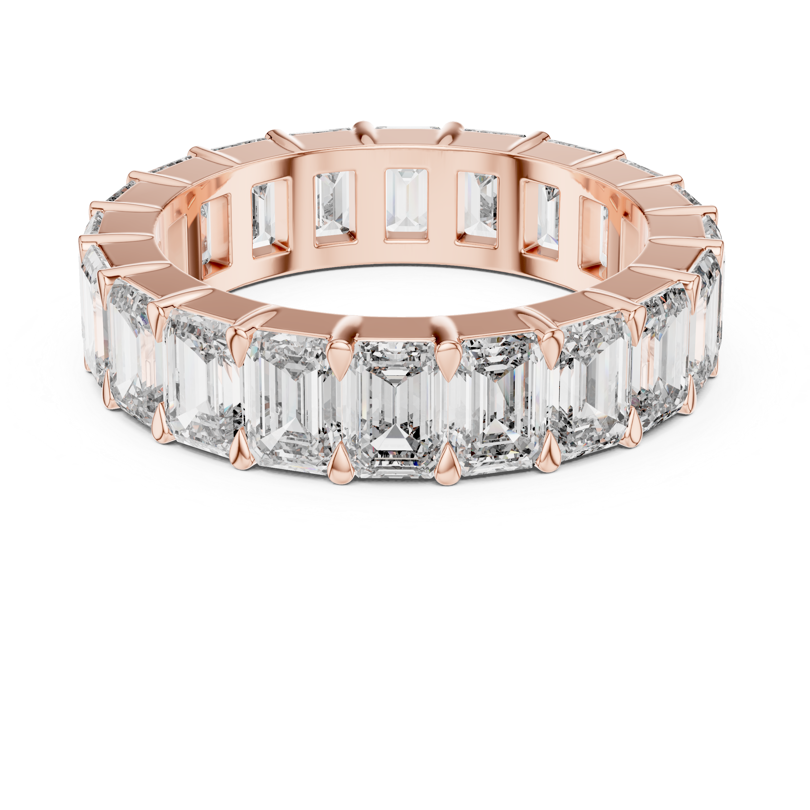 Emerald-Cut Shared-Prong Full Eternity Band