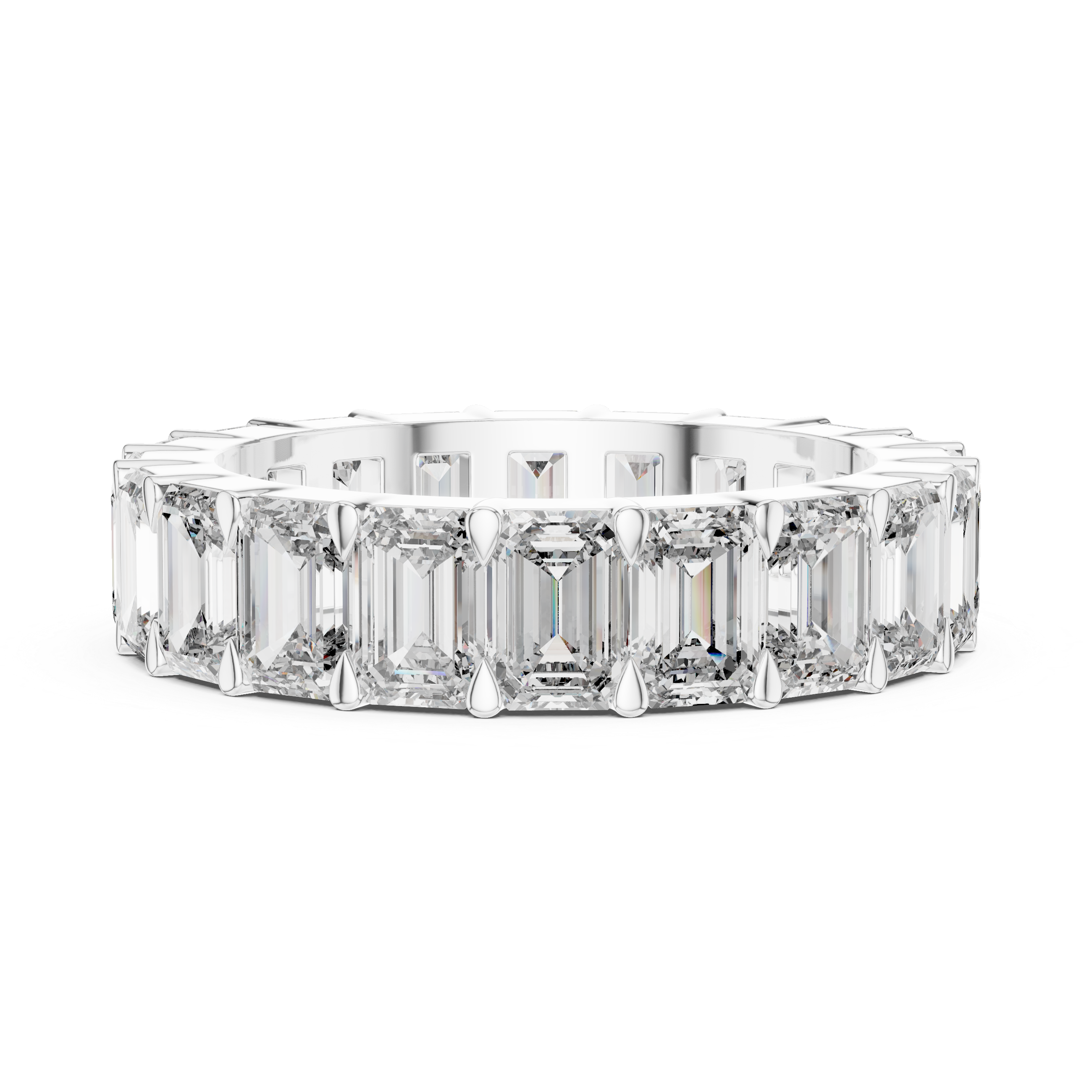 Emerald-Cut Shared-Prong Full Eternity Band