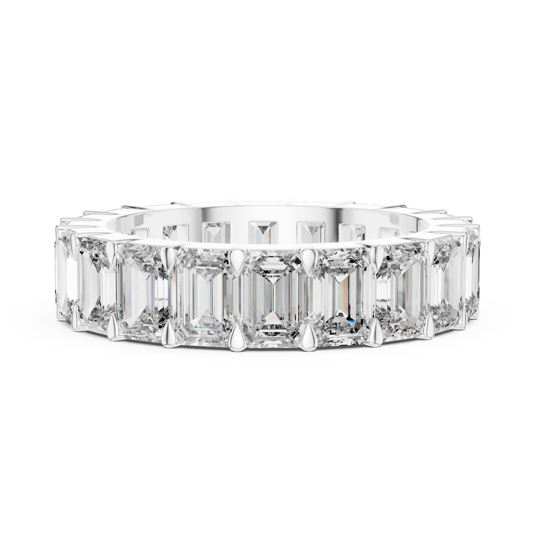 Emerald-Cut Shared-Prong Full Eternity Band