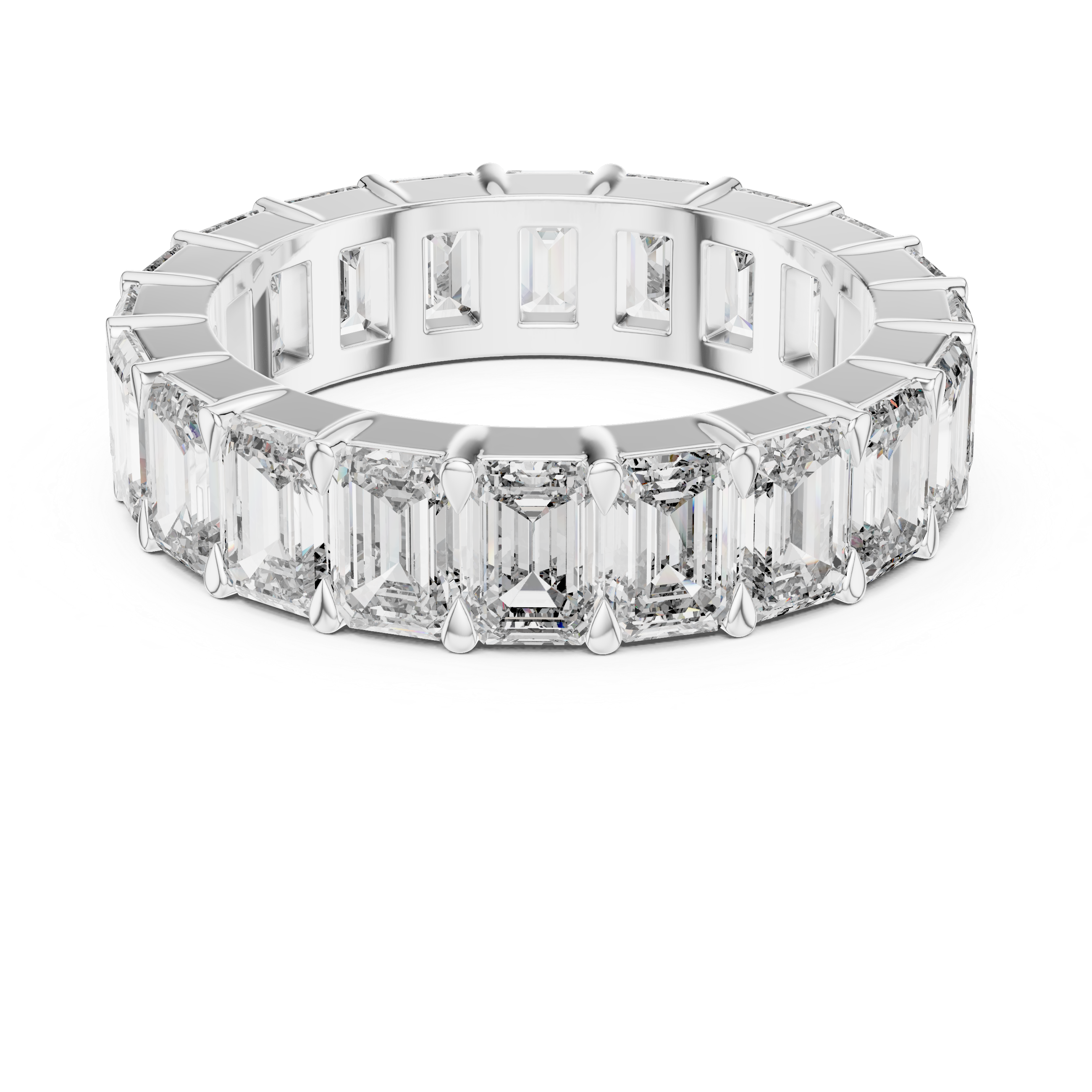 Emerald-Cut Shared-Prong Full Eternity Band