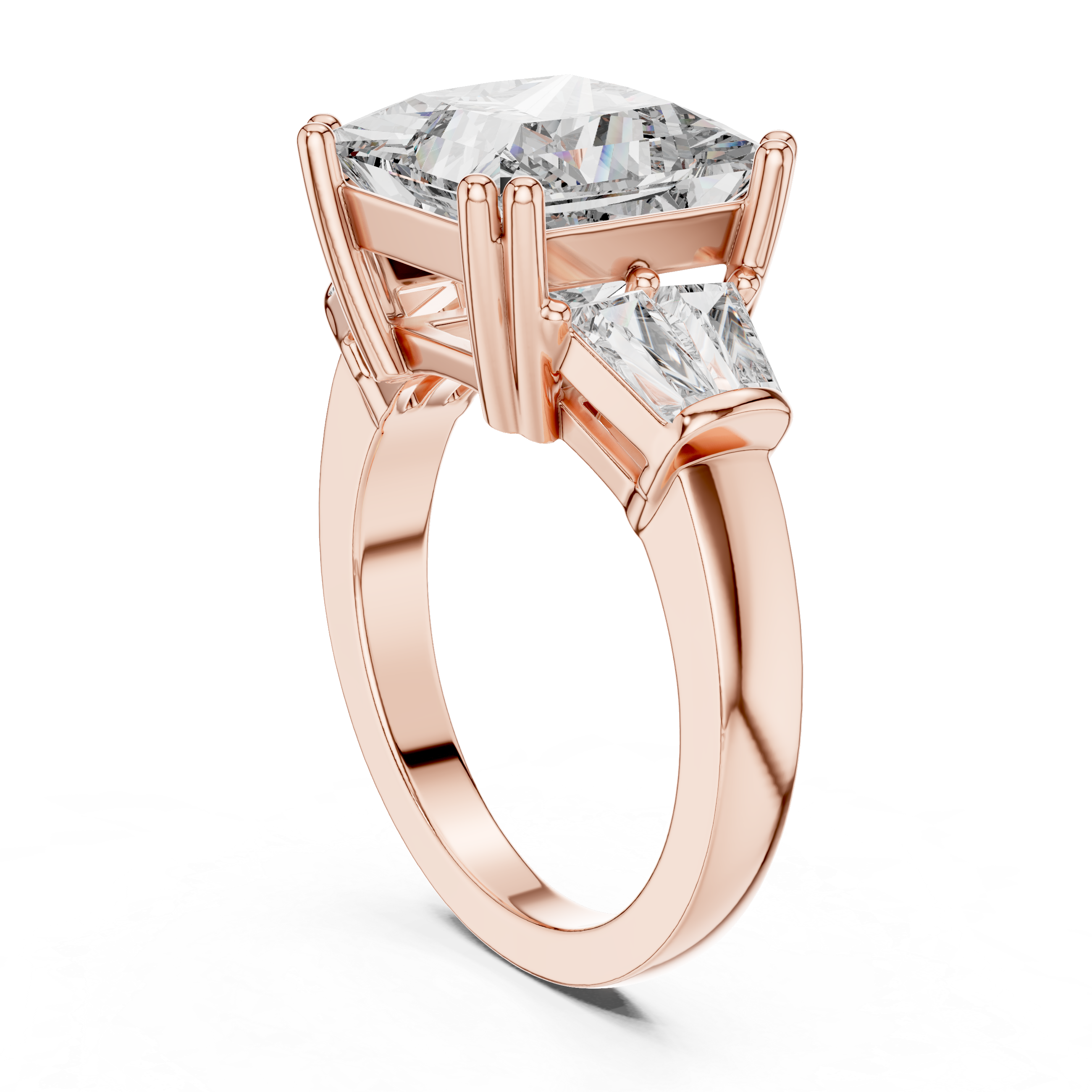 Princess-Cut Three-Stone Baguette Engagement Ring