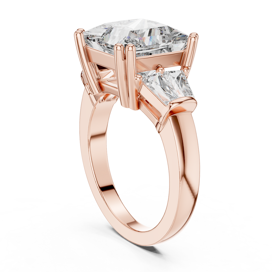 Princess-Cut Three-Stone Baguette Engagement Ring