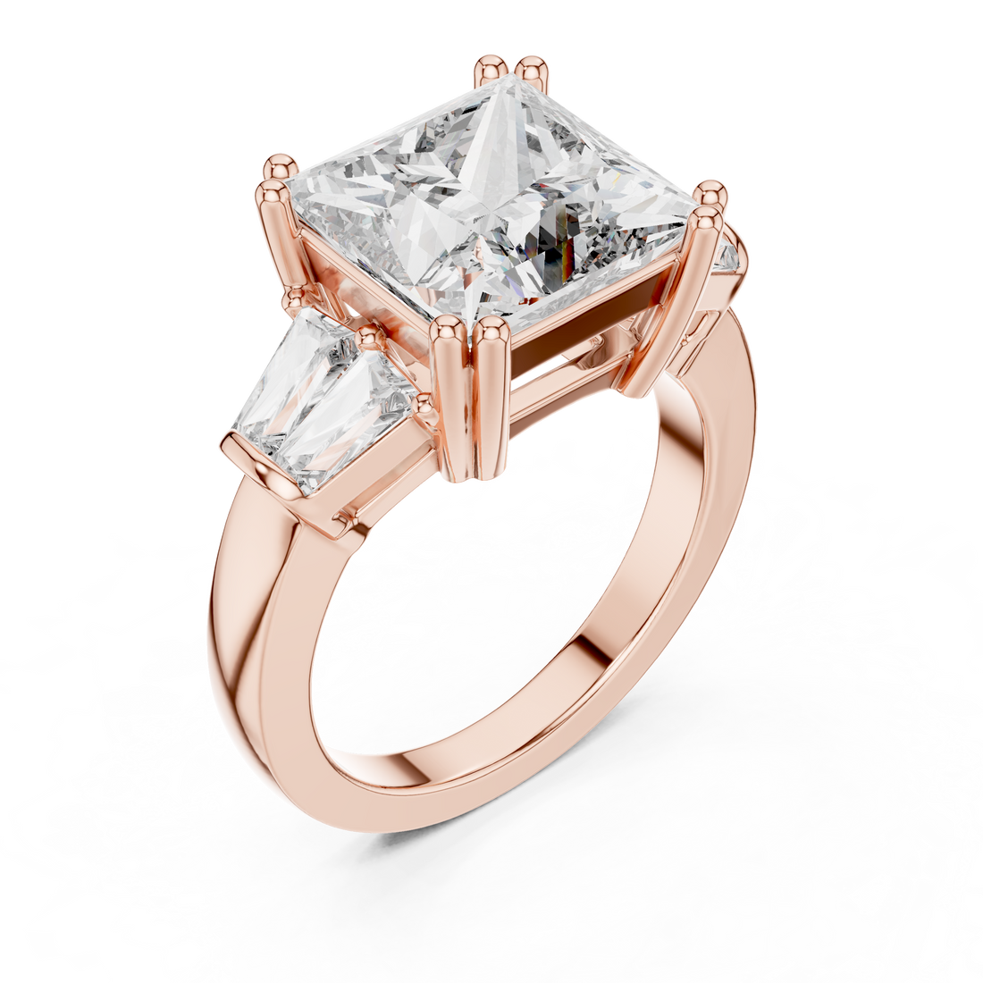 Princess-Cut Three-Stone Baguette Engagement Ring