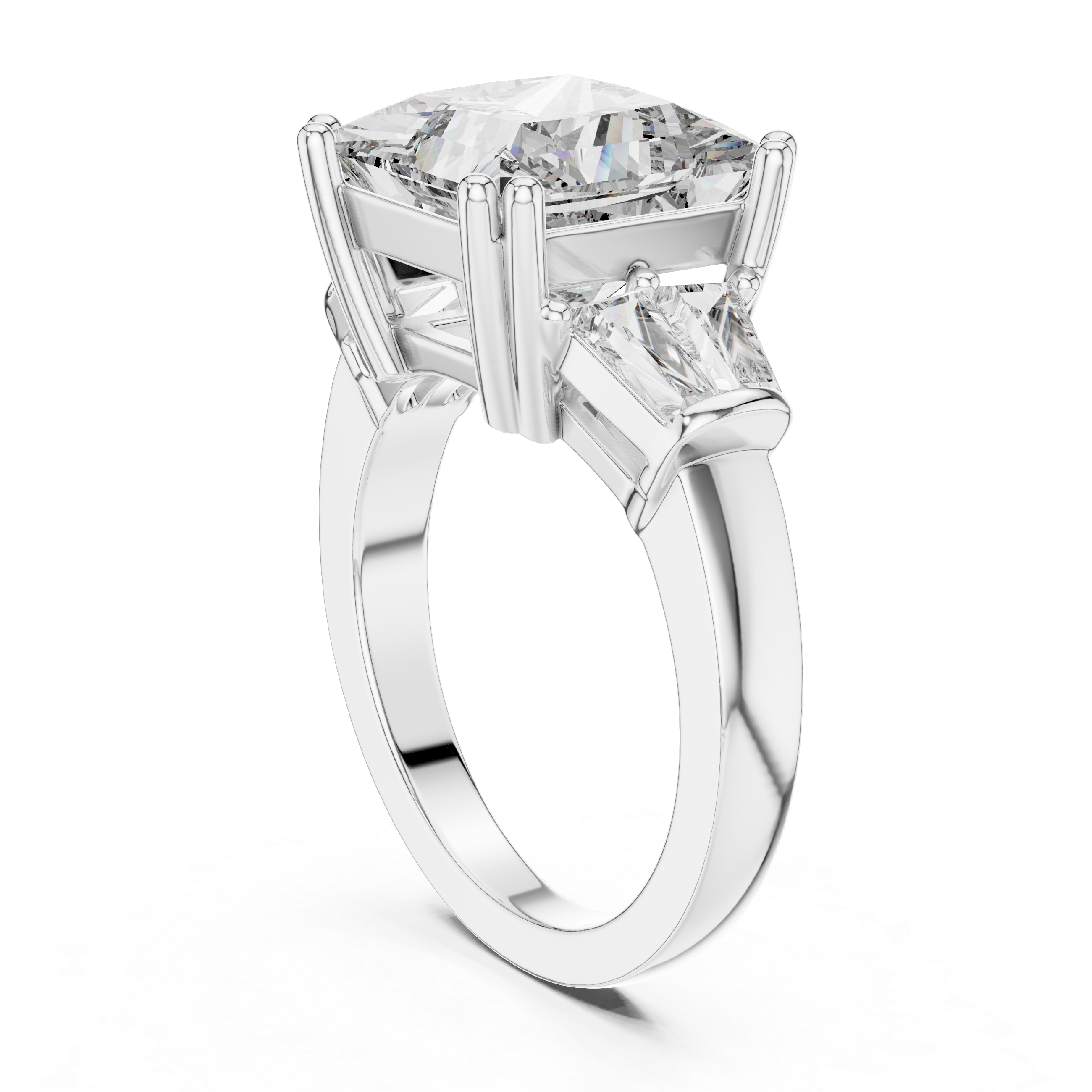 Princess-Cut Three-Stone Baguette Engagement Ring