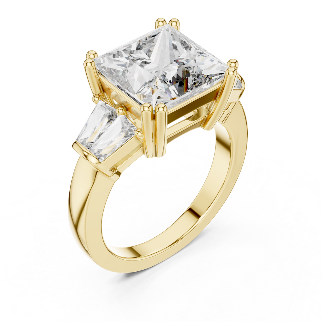 Princess-Cut Three-Stone Baguette Engagement Ring