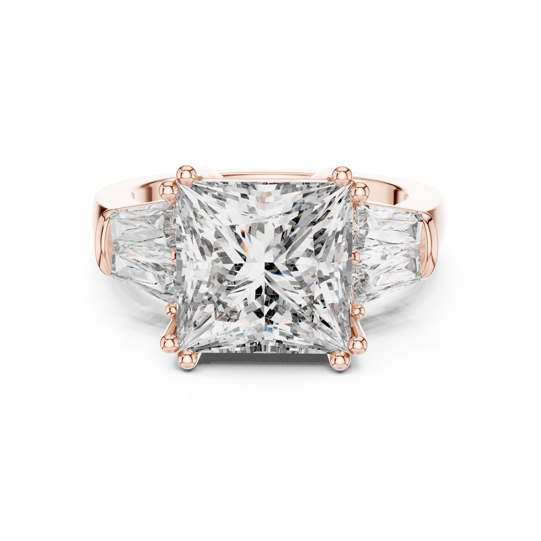 Princess-Cut Three-Stone Baguette Engagement Ring