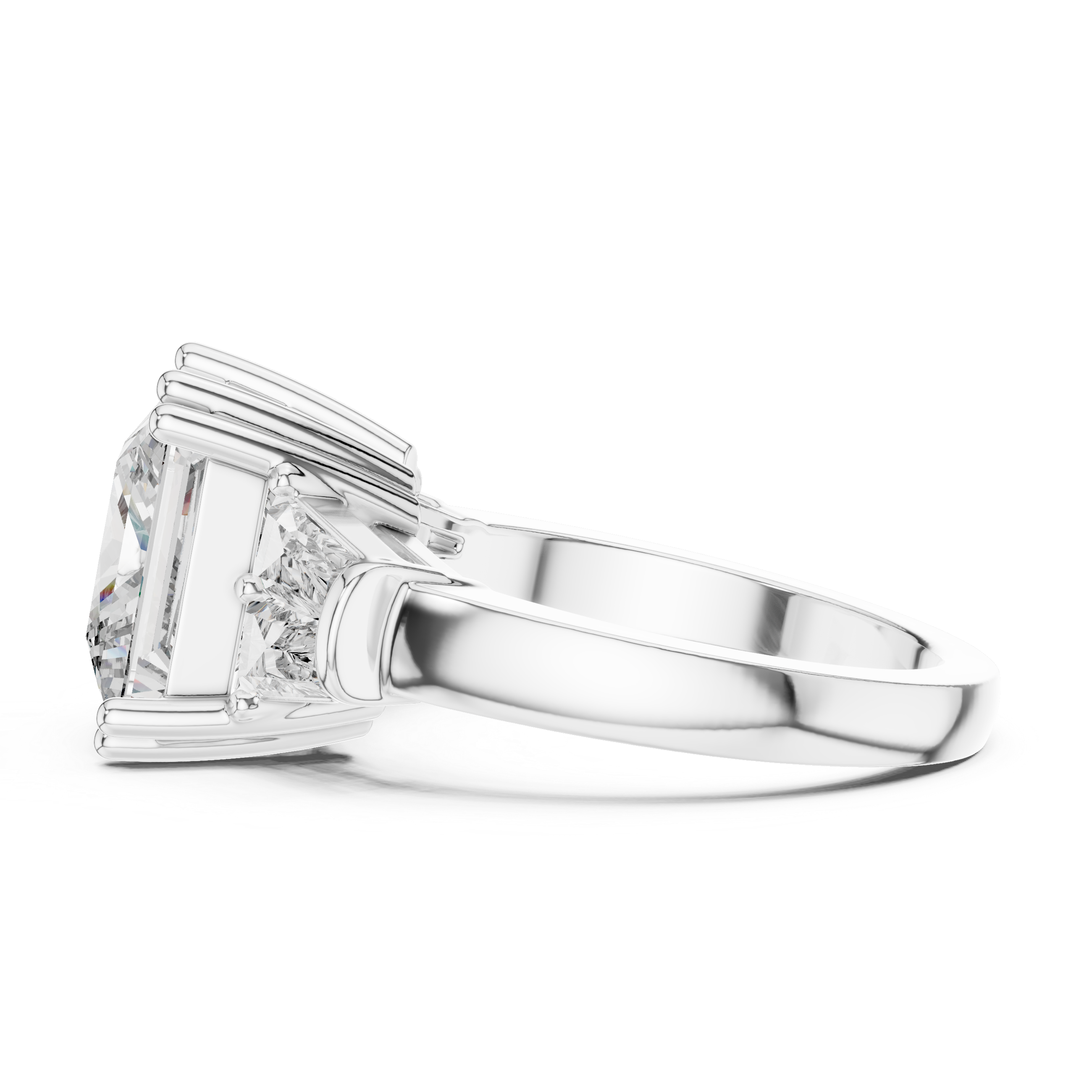Princess-Cut Three-Stone Baguette Engagement Ring