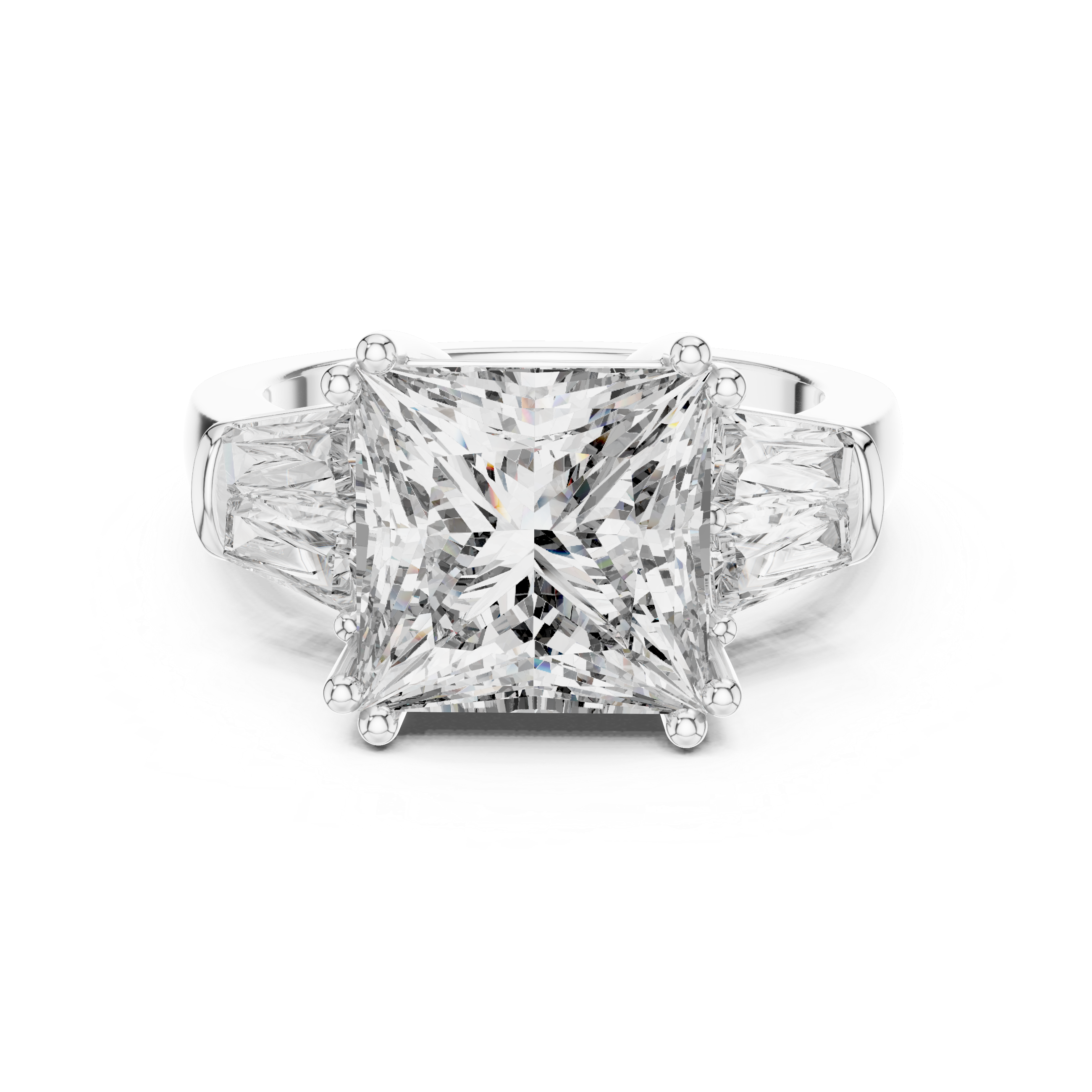 Princess-Cut Three-Stone Baguette Engagement Ring