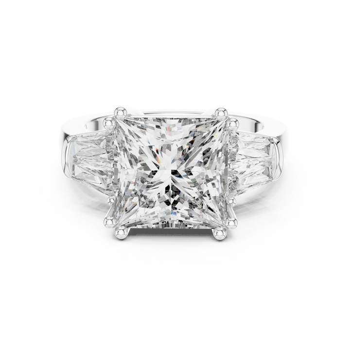Princess-Cut Three-Stone Baguette Engagement Ring