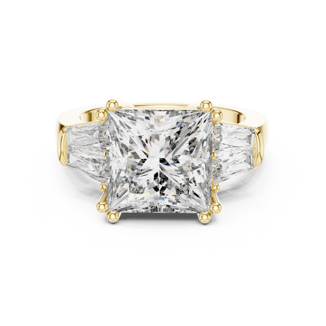 Princess-Cut Three-Stone Baguette Engagement Ring