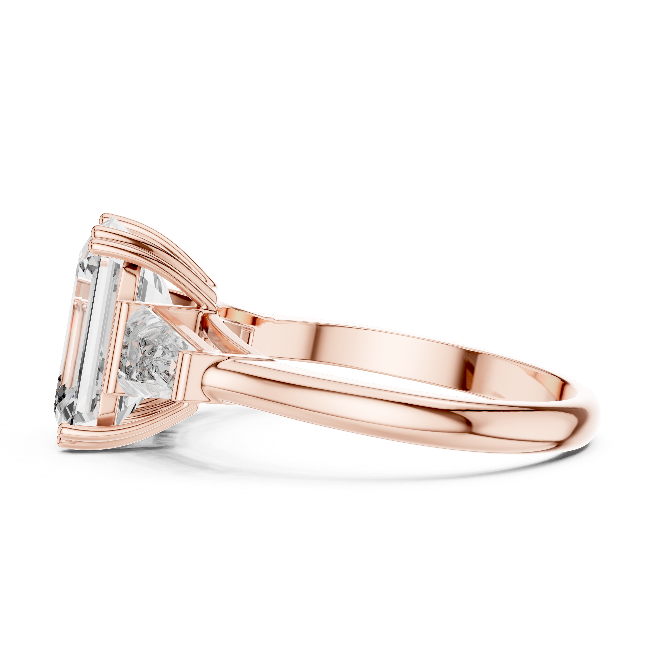 Emerald Cut Solitaire & Tapered Baguette Side Stones Diamond Ring