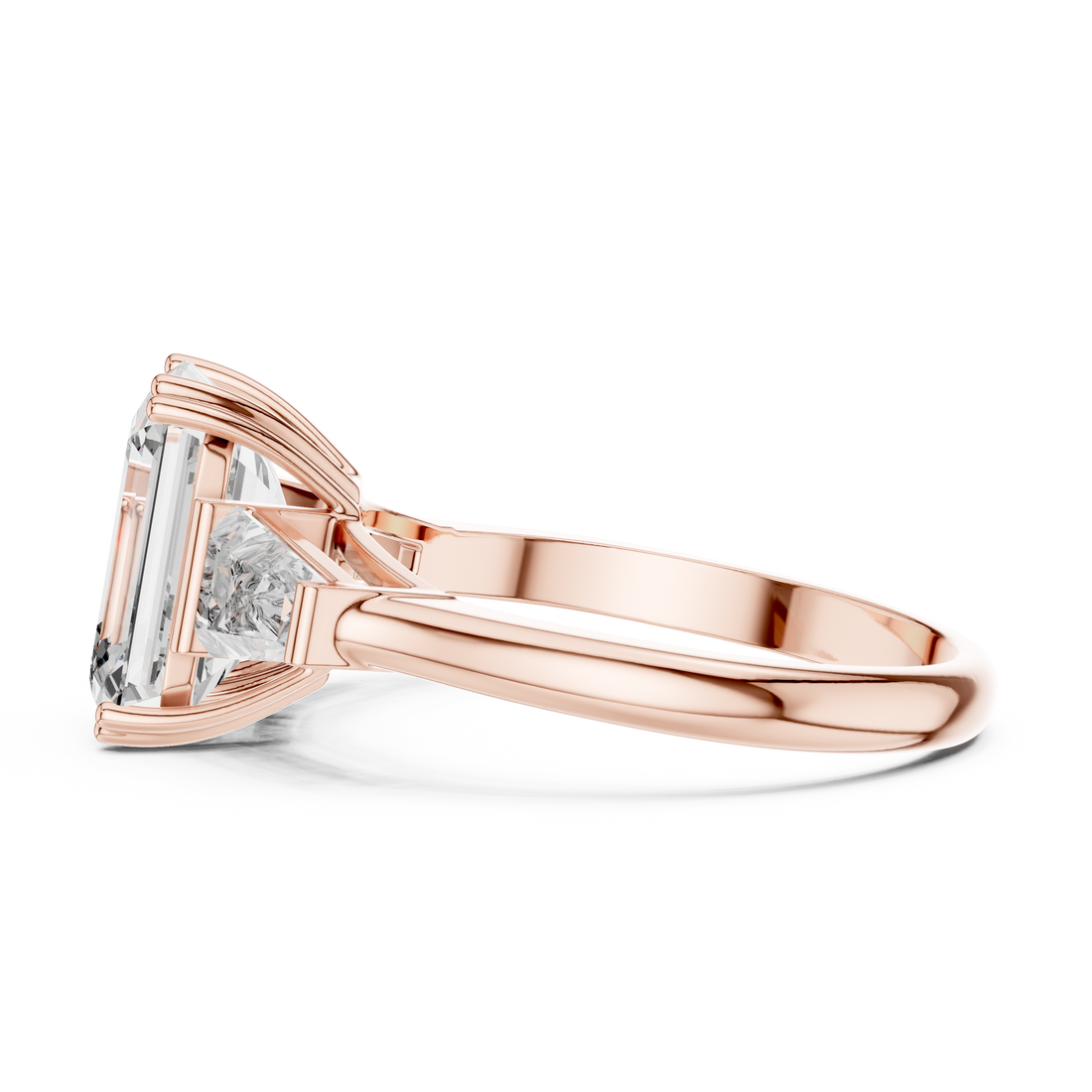 Emerald Cut Solitaire & Tapered Baguette Side Stones Diamond Ring