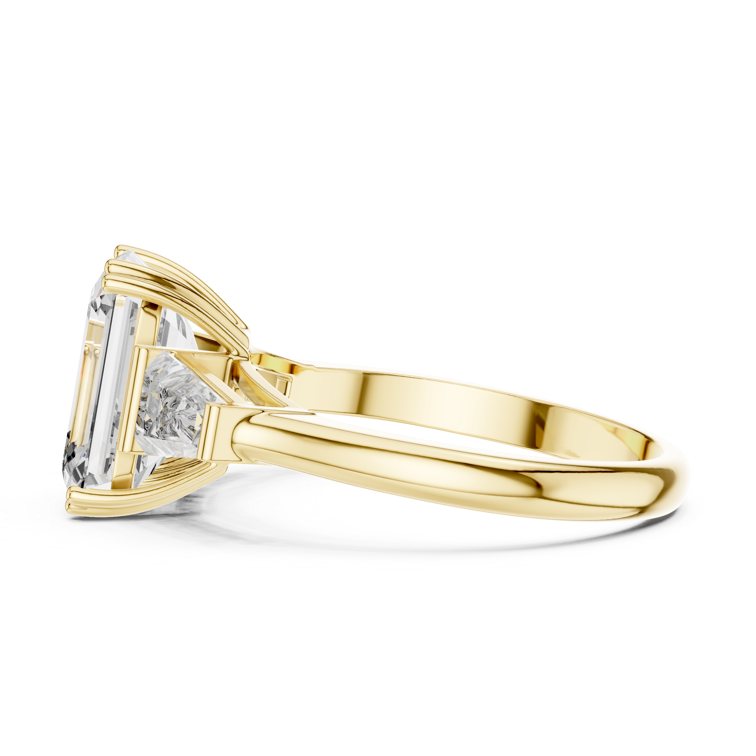 Emerald Cut Solitaire & Tapered Baguette Side Stones Diamond Ring