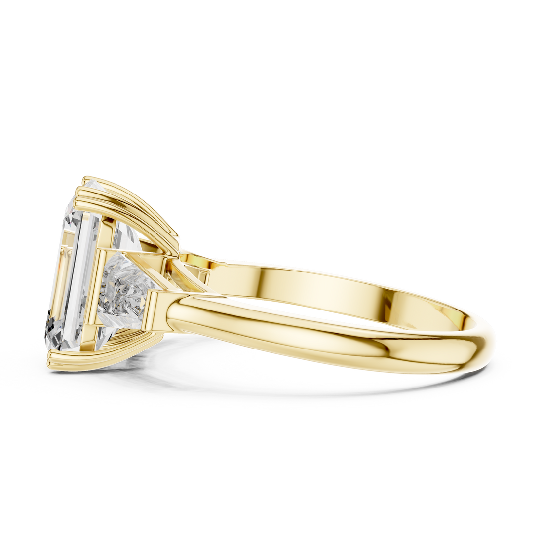 Emerald Cut Solitaire & Tapered Baguette Side Stones Diamond Ring