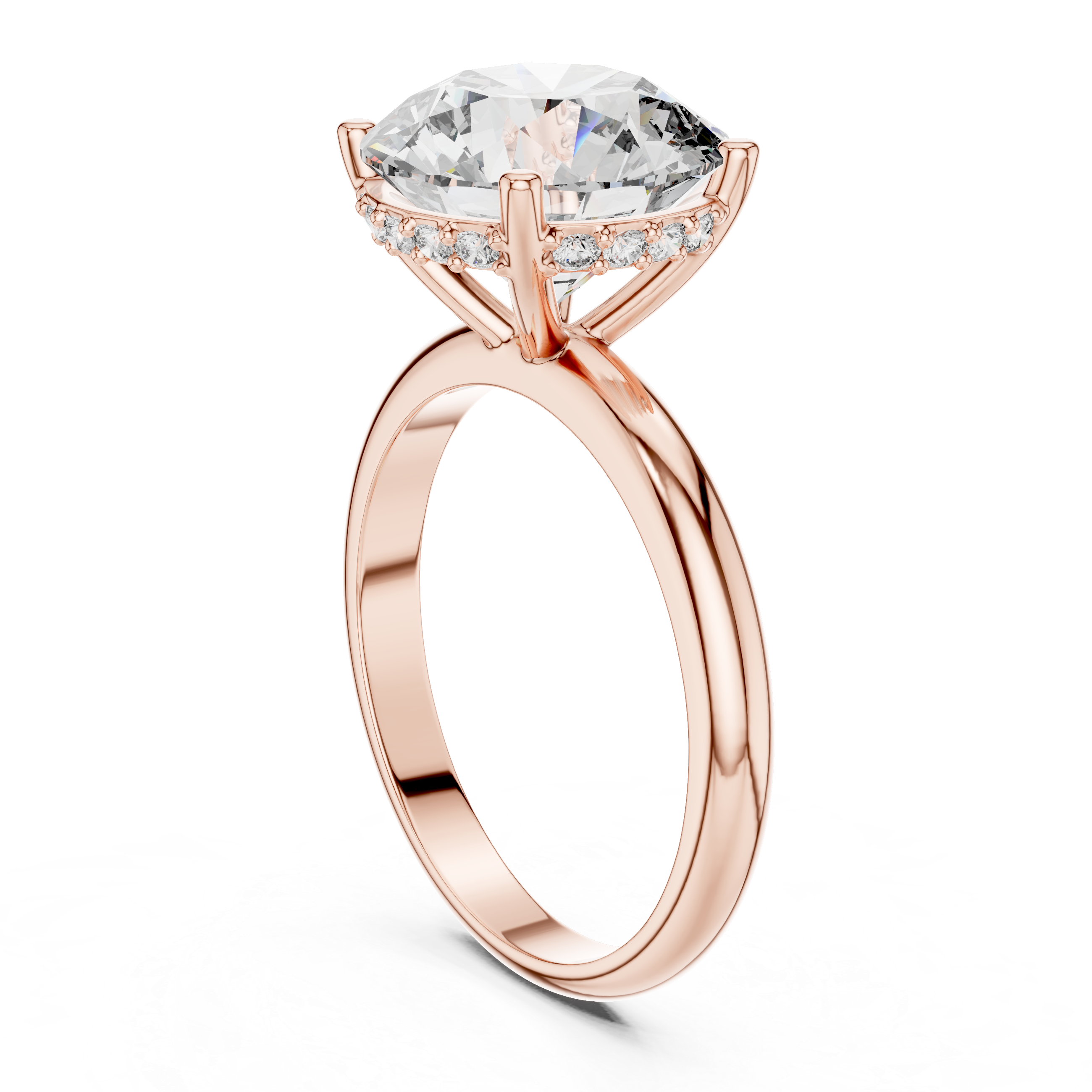 Brinda Gold and Diamonds Round Solitaire & Hidden Crown Halo Diamond Ring