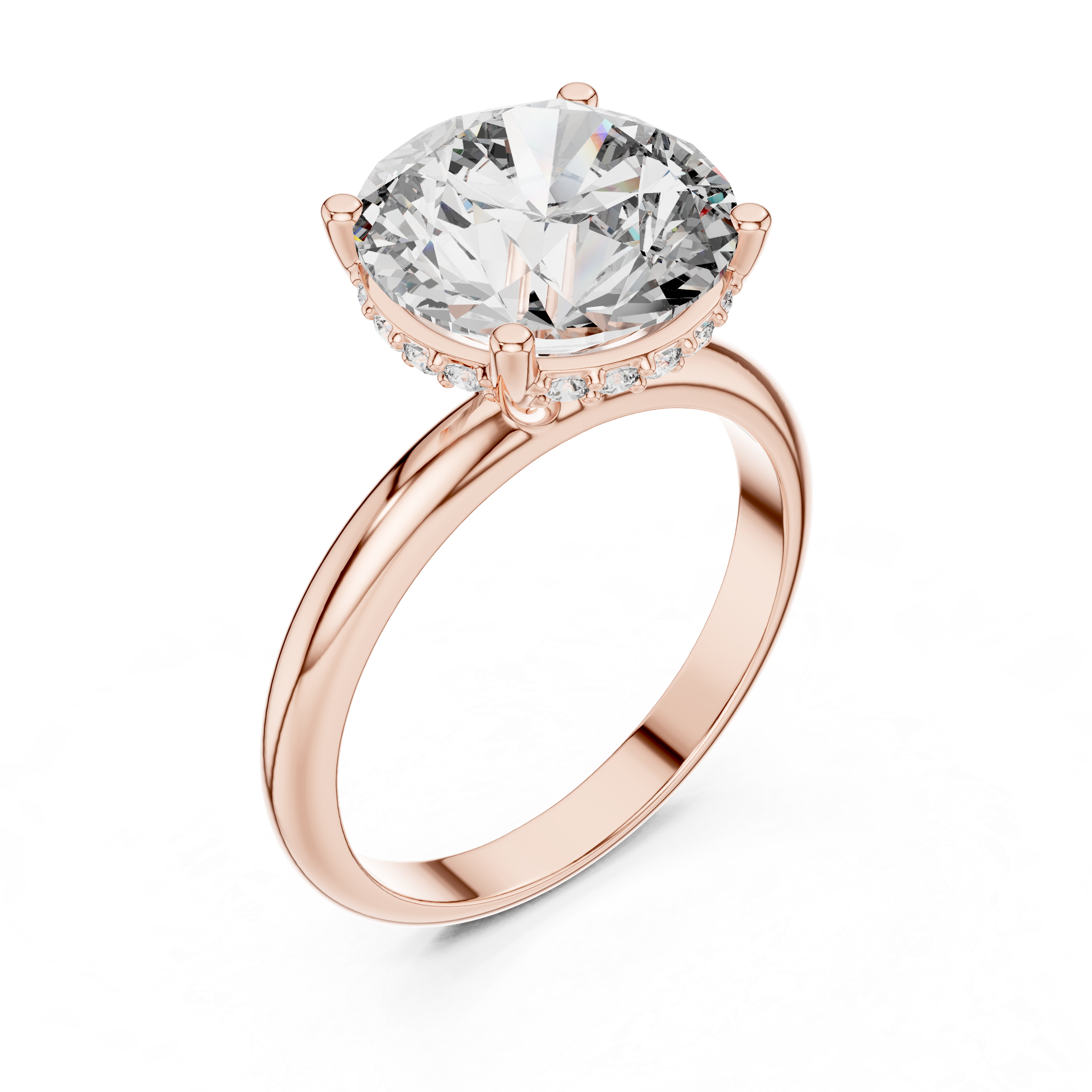 Brinda Gold and Diamonds Round Solitaire & Hidden Crown Halo Diamond Ring