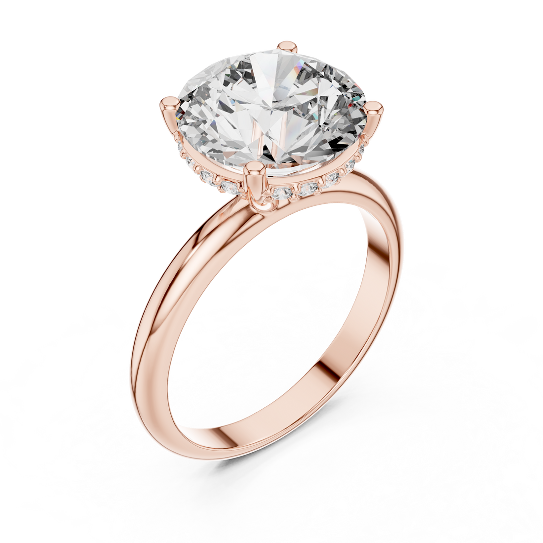 Brinda Gold and Diamonds Round Solitaire & Hidden Crown Halo Diamond Ring