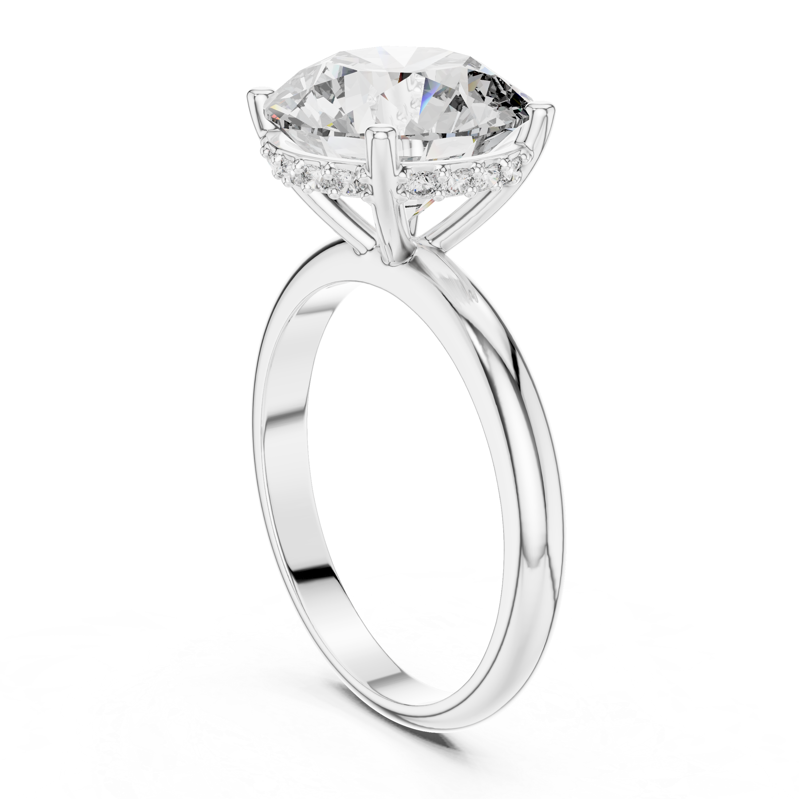 Brinda Gold and Diamonds Round Solitaire & Hidden Crown Halo Diamond Ring