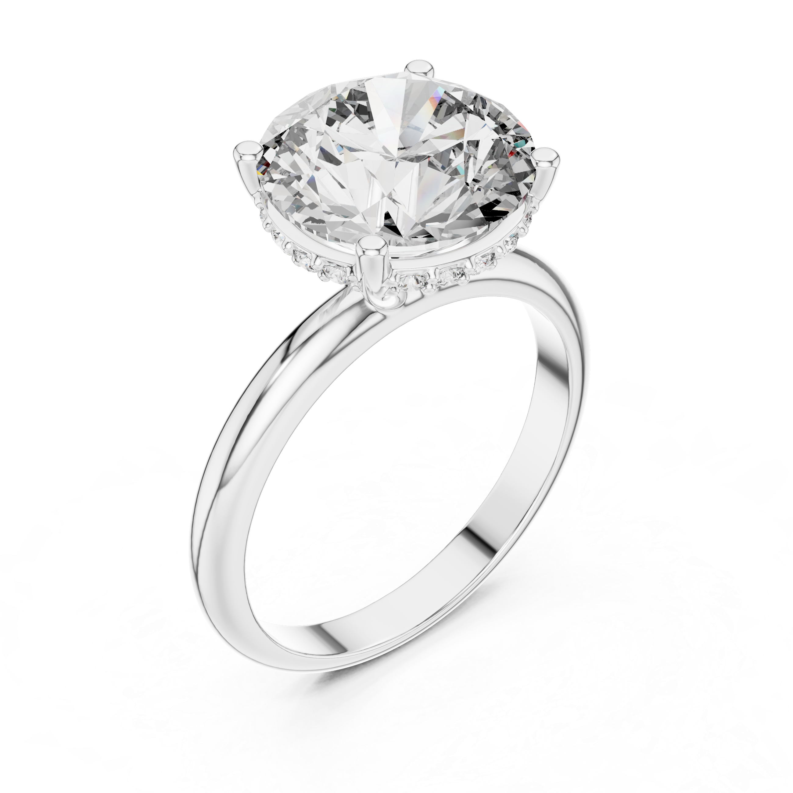 Brinda Gold and Diamonds Round Solitaire & Hidden Crown Halo Diamond Ring