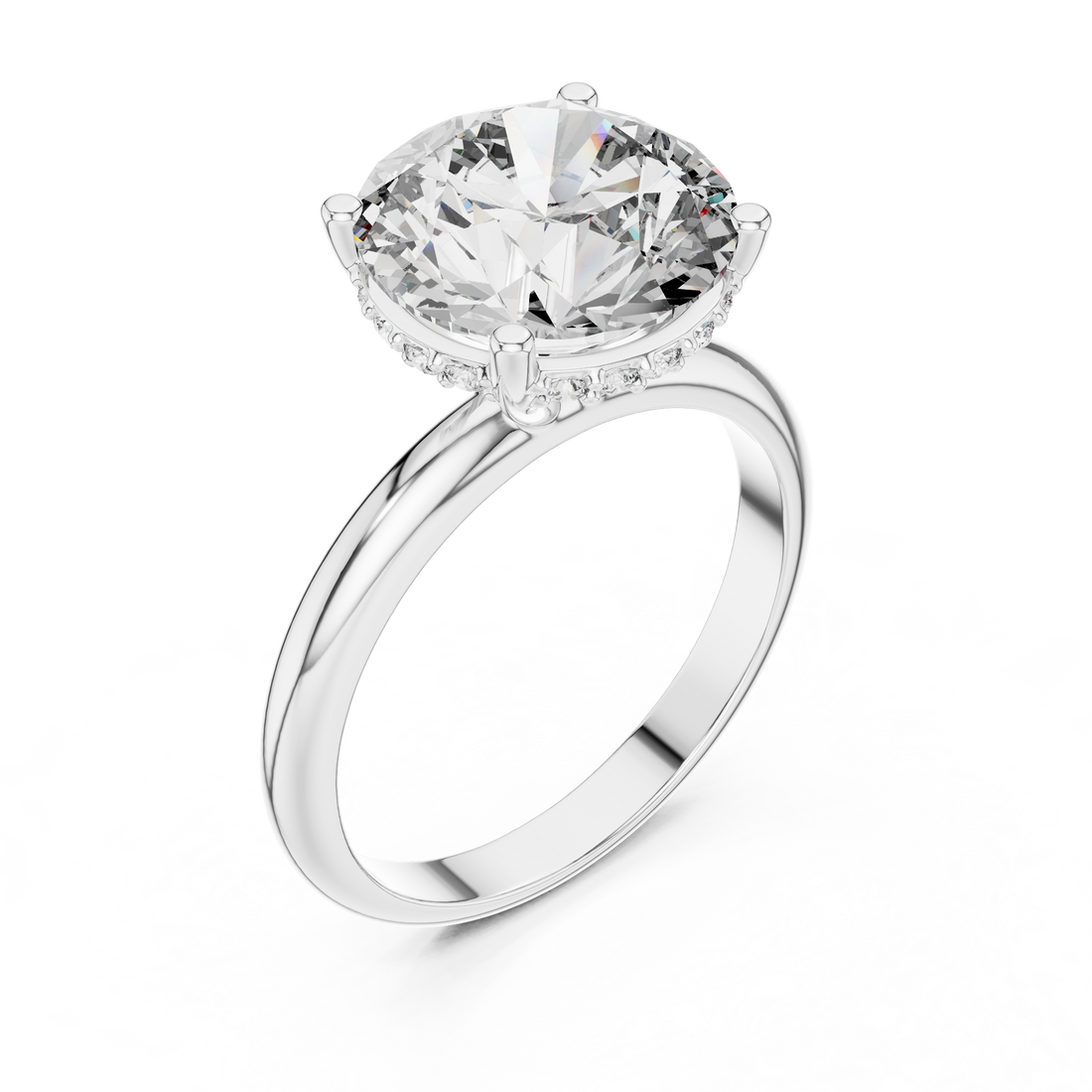 Brinda Gold and Diamonds Round Solitaire & Hidden Crown Halo Diamond Ring