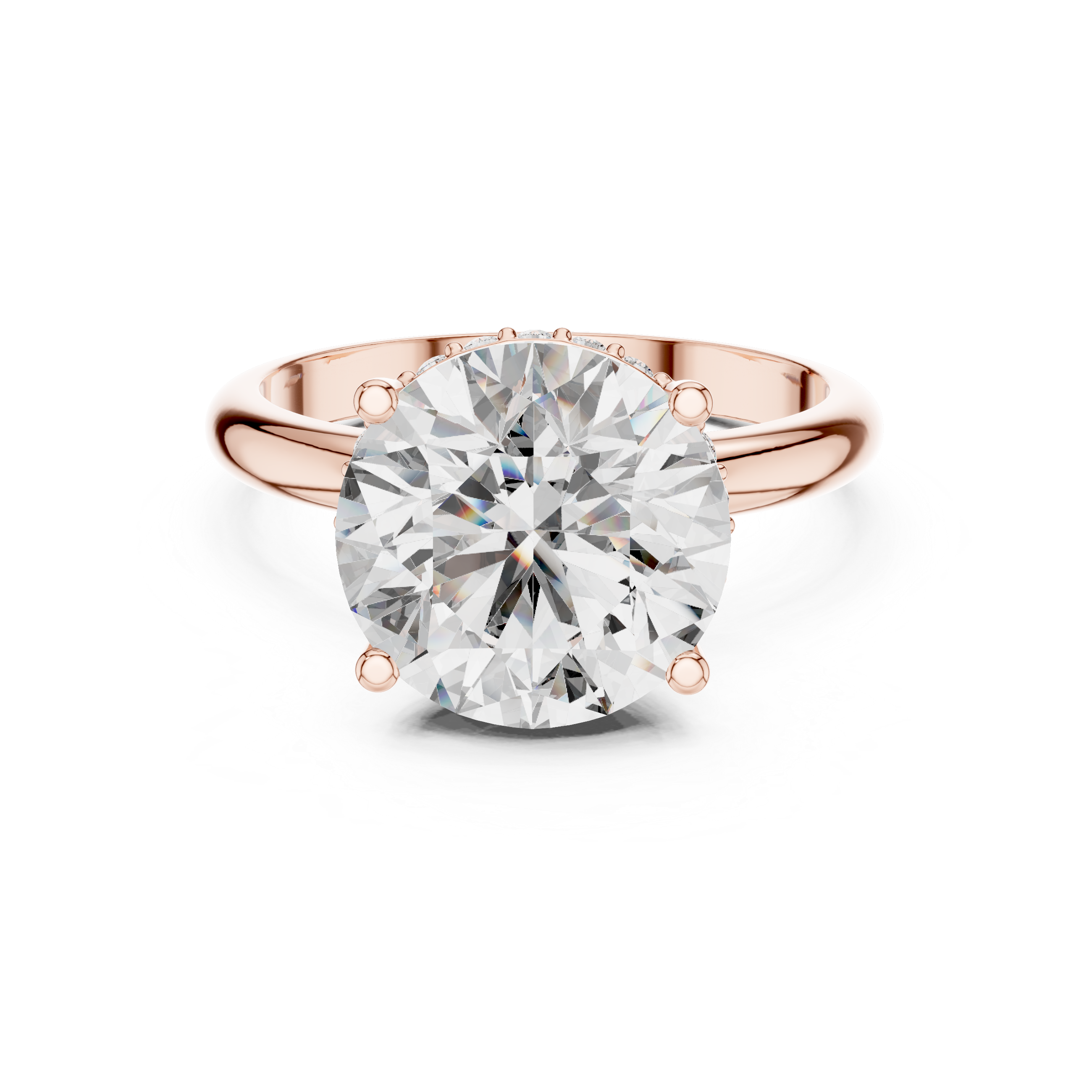 Brinda Gold and Diamonds Round Solitaire & Hidden Crown Halo Diamond Ring