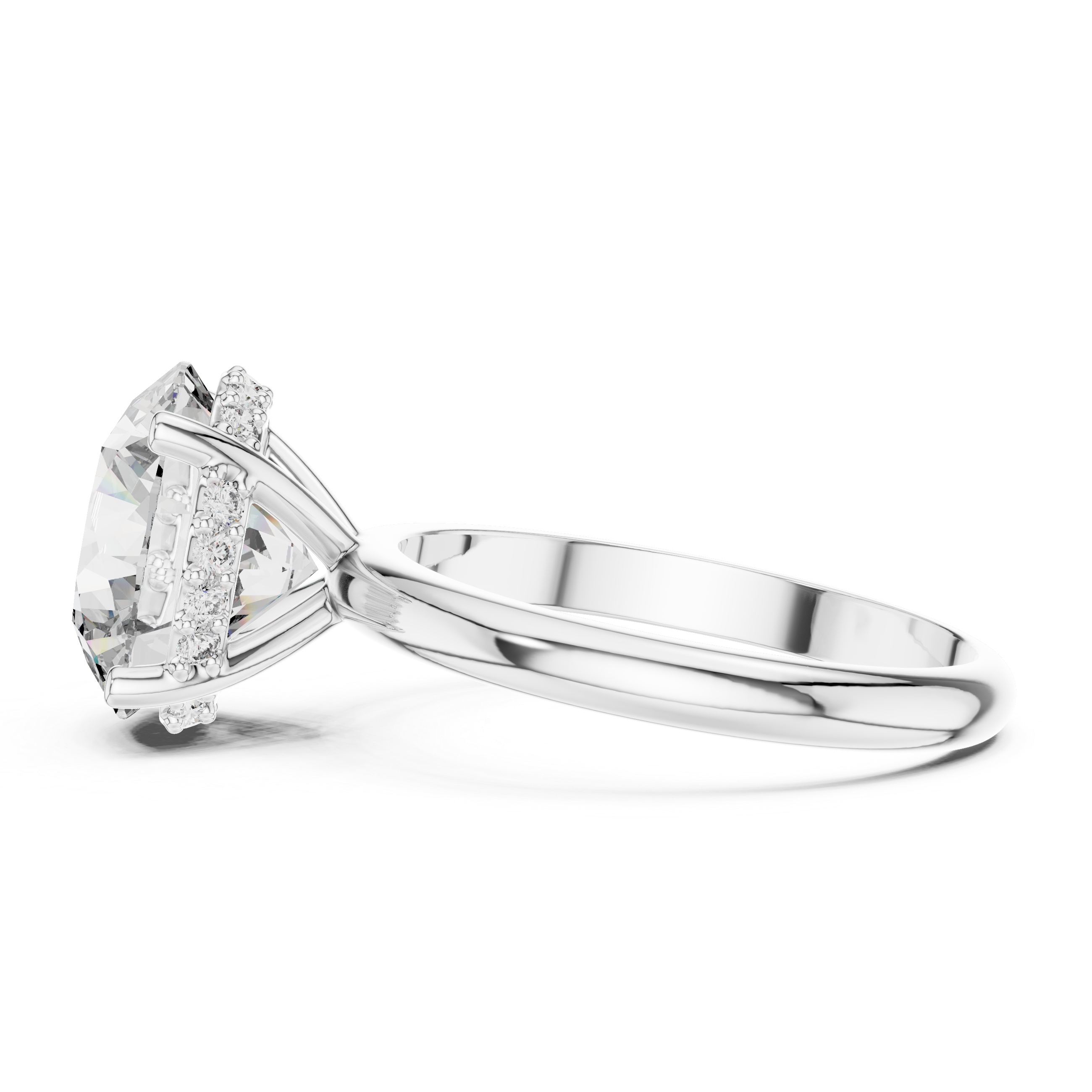 Brinda Gold and Diamonds Round Solitaire & Hidden Crown Halo Diamond Ring