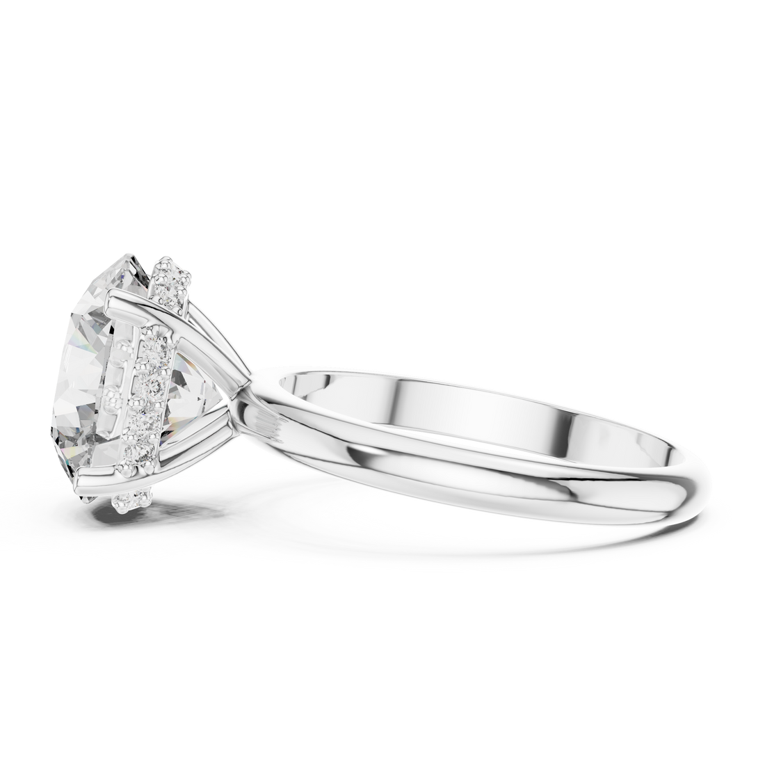 Brinda Gold and Diamonds Round Solitaire & Hidden Crown Halo Diamond Ring