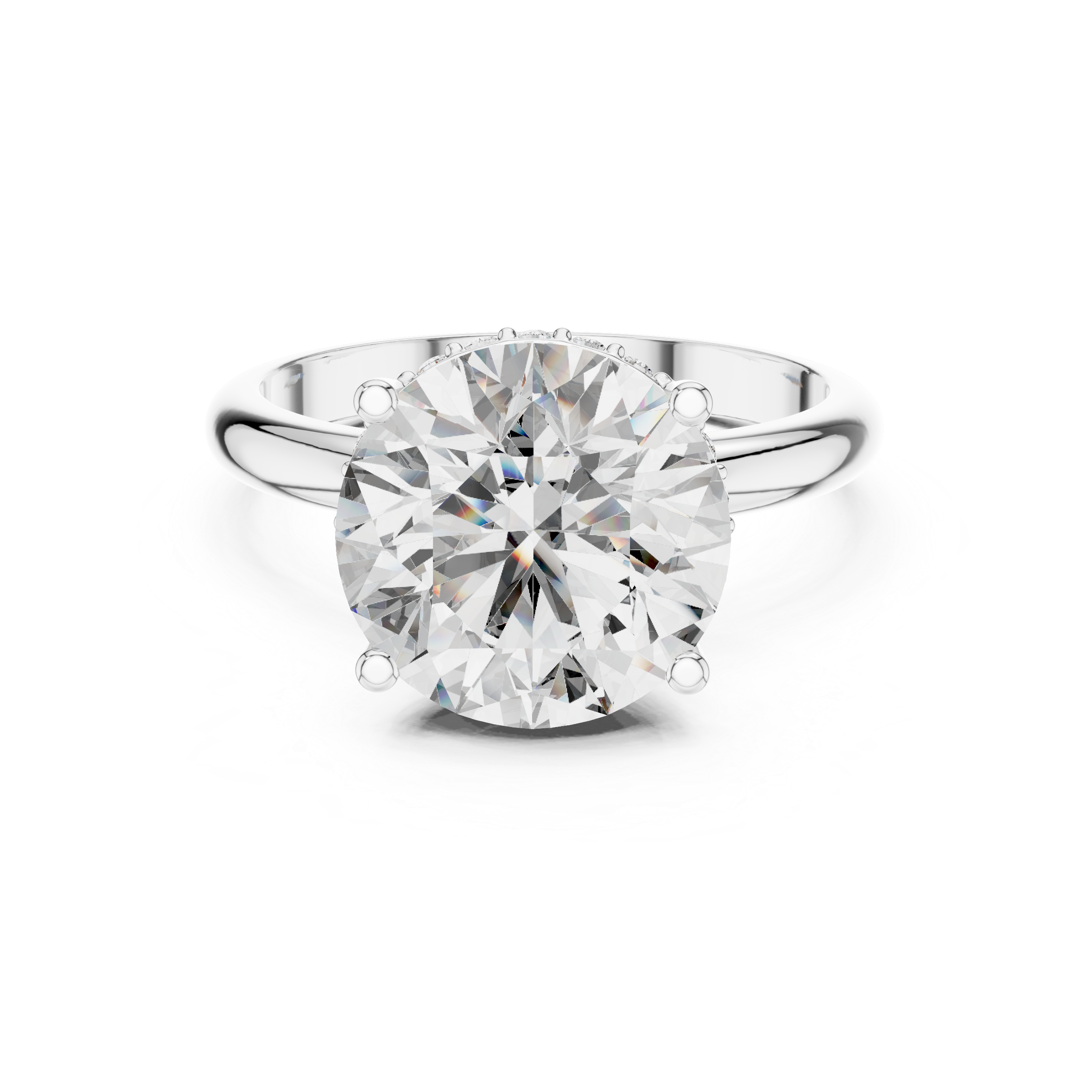 Brinda Gold and Diamonds Round Solitaire & Hidden Crown Halo Diamond Ring