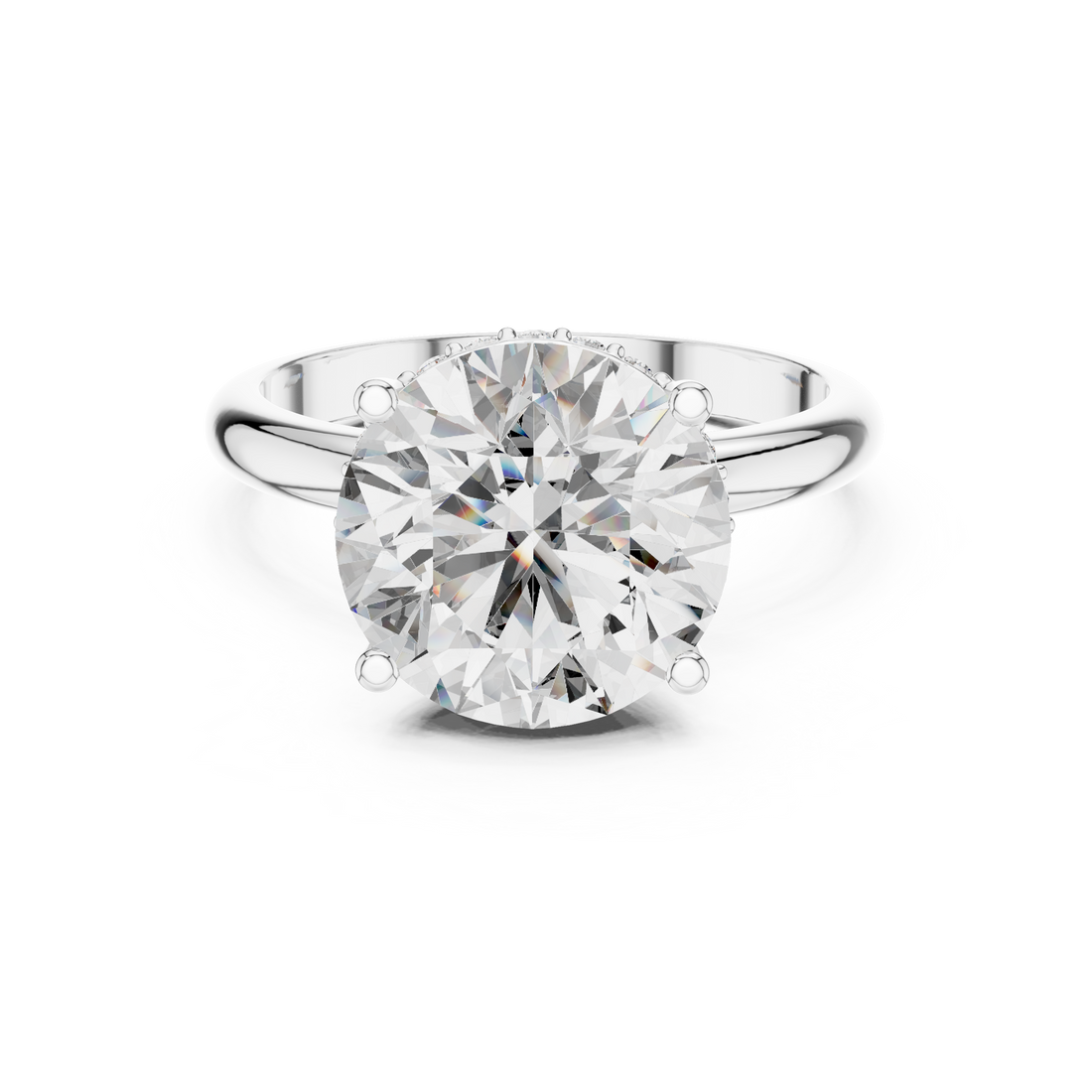 Brinda Gold and Diamonds Round Solitaire & Hidden Crown Halo Diamond Ring