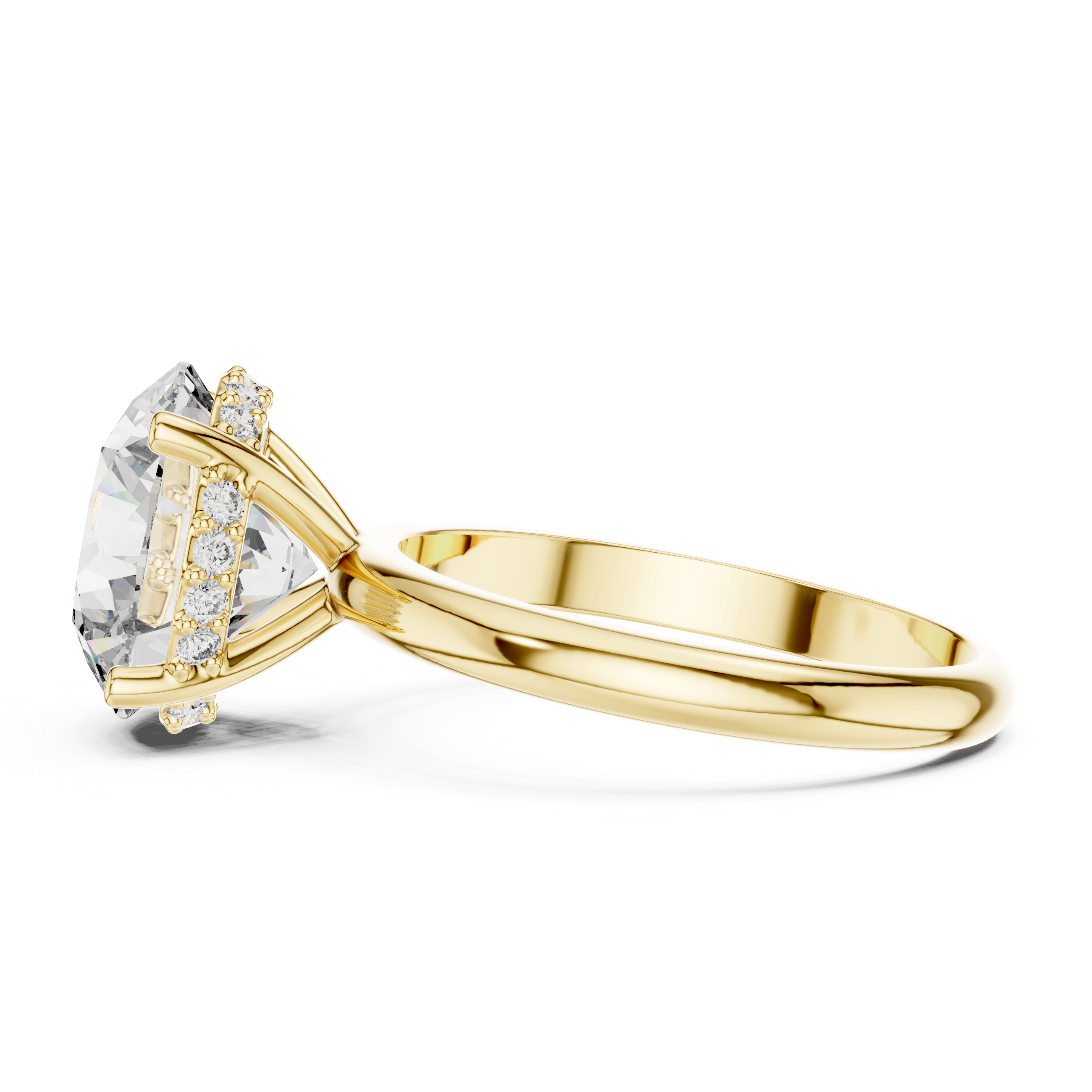 Brinda Gold and Diamonds Round Solitaire & Hidden Crown Halo Diamond Ring