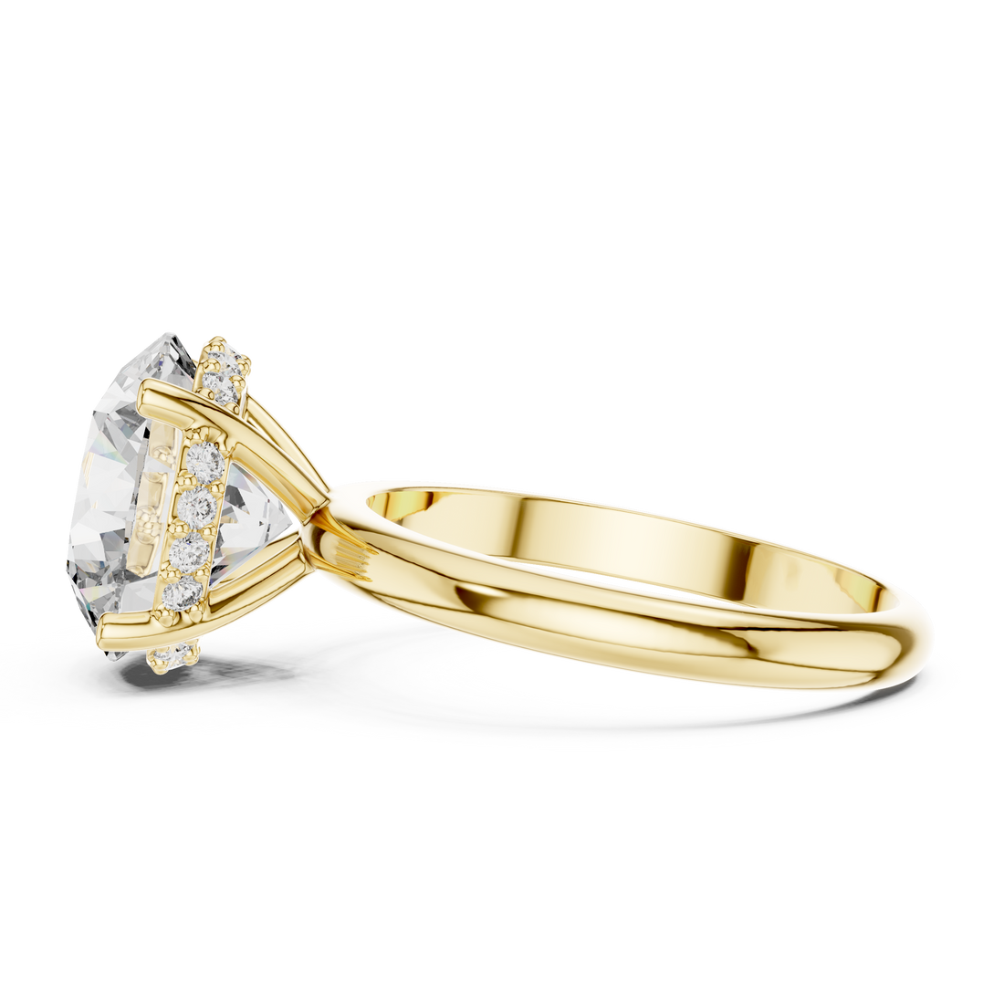 Brinda Gold and Diamonds Round Solitaire & Hidden Crown Halo Diamond Ring