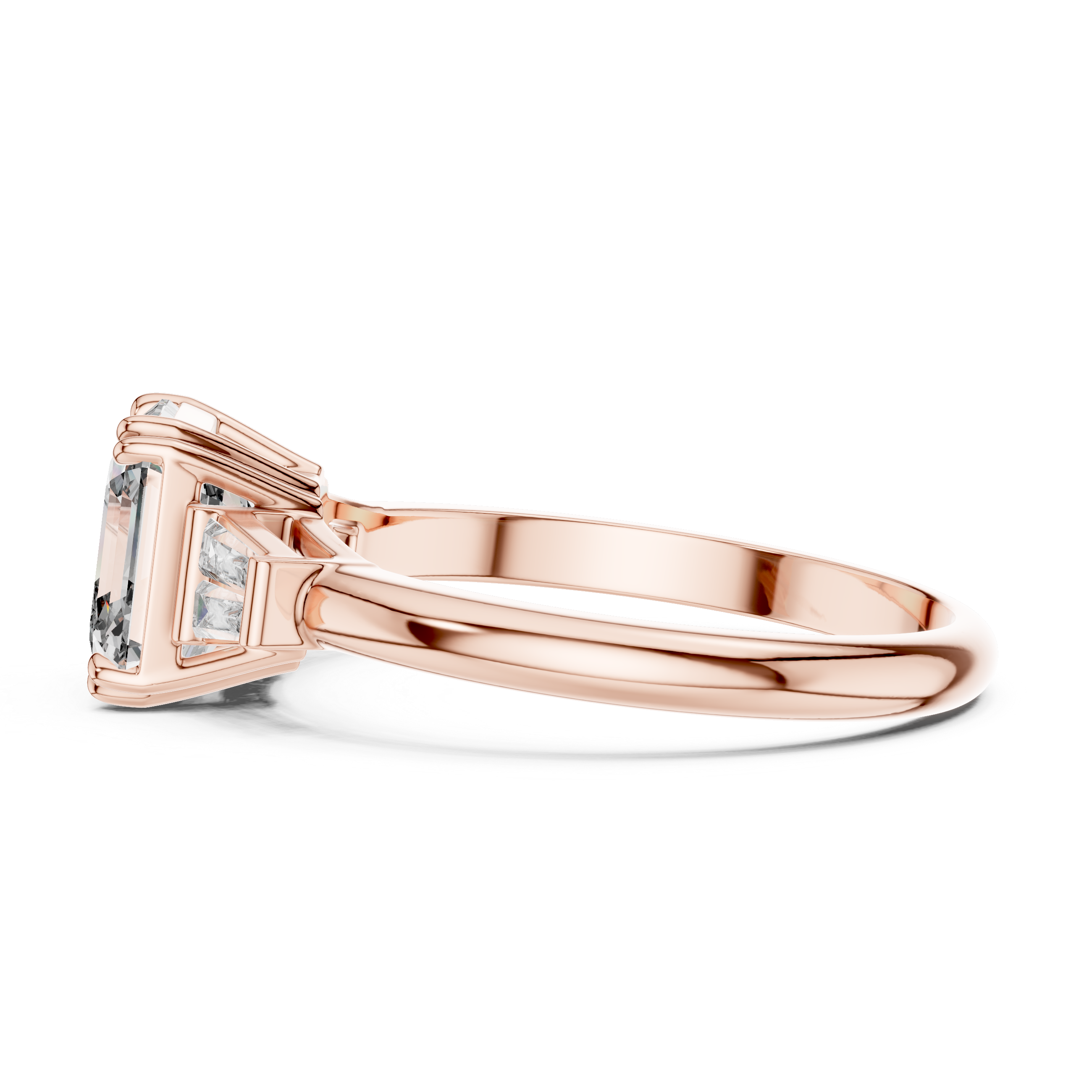 Square Emerald-Cut Three-Stone Baguette Engagement Ring
