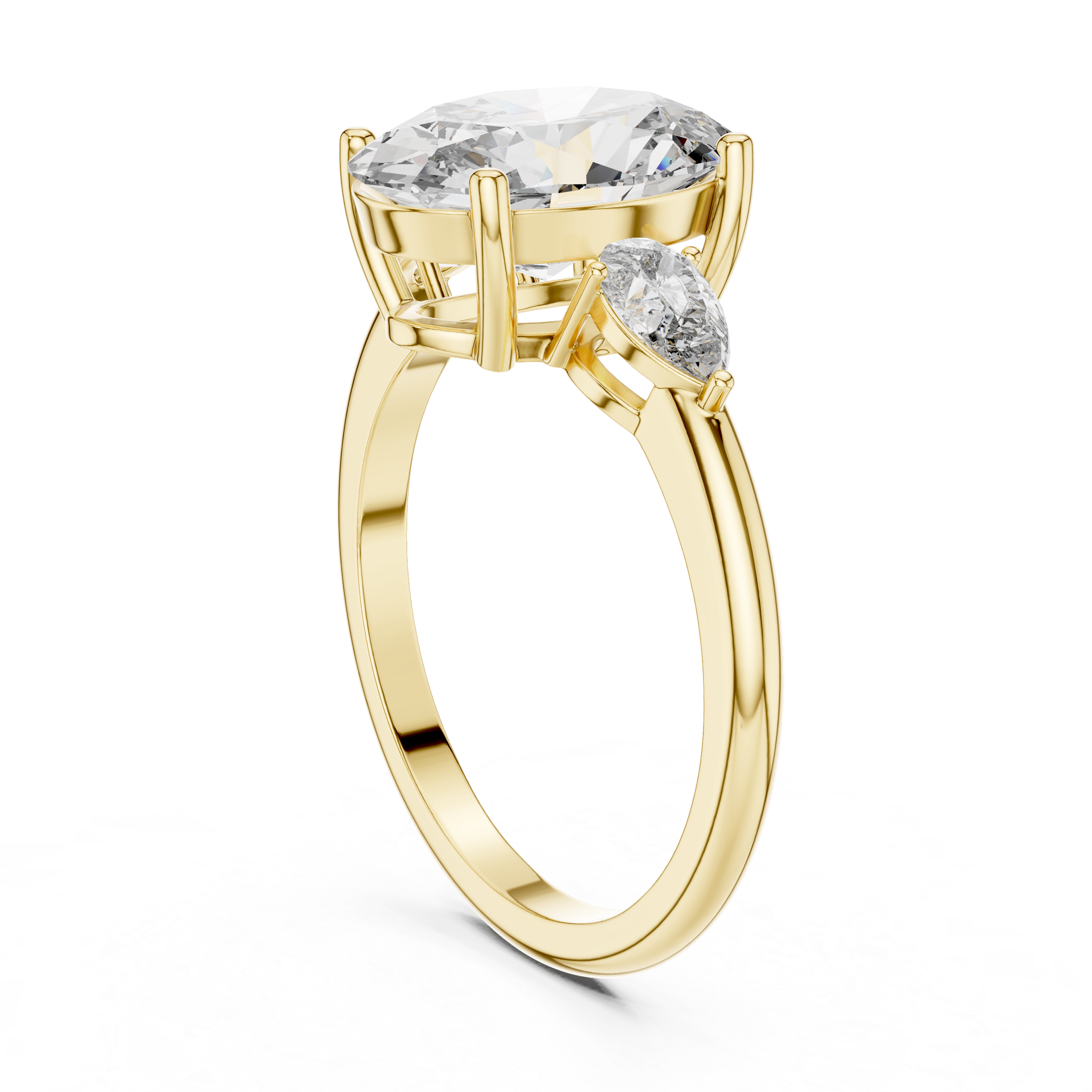 Oval Three-Stone Engagement Ring with Pear Accents