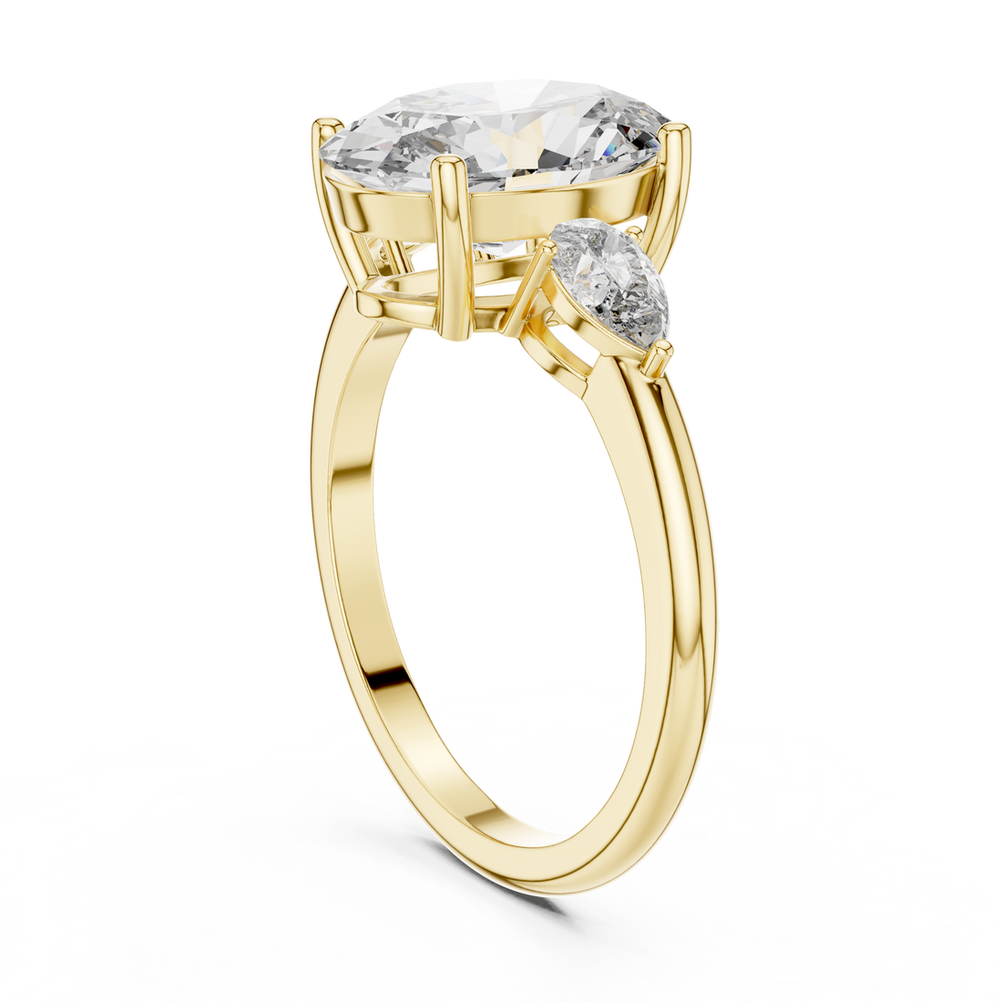 Oval Three-Stone Engagement Ring with Pear Accents
