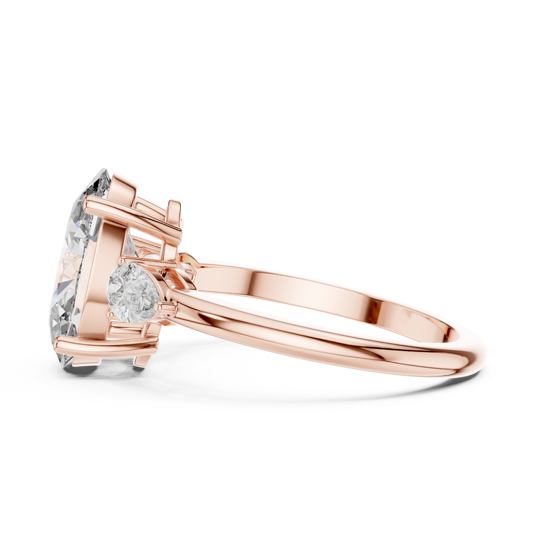 Oval Three-Stone Engagement Ring with Pear Accents