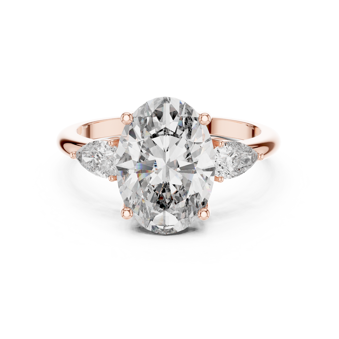 Oval Three-Stone Engagement Ring with Pear Accents