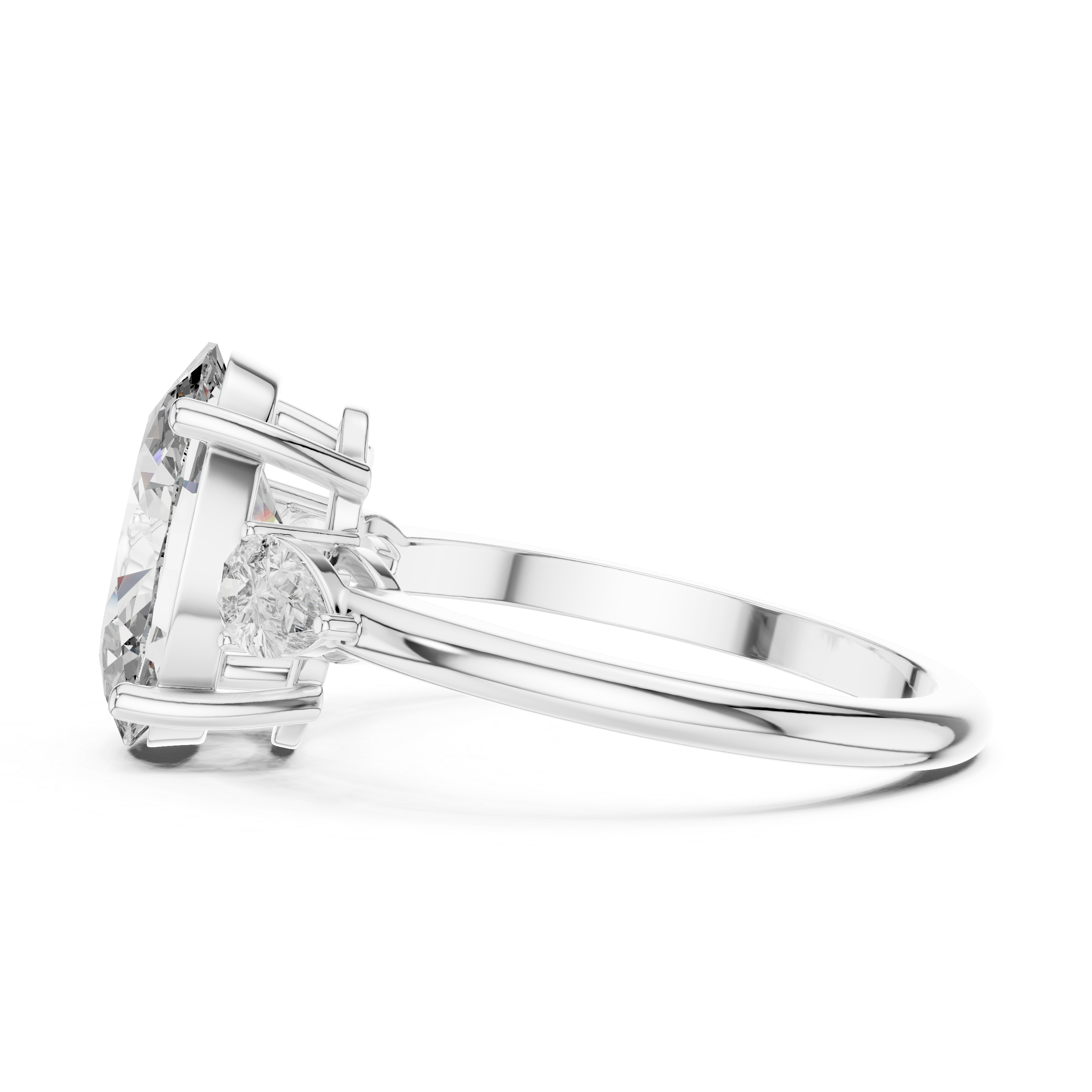 Oval Three-Stone Engagement Ring with Pear Accents