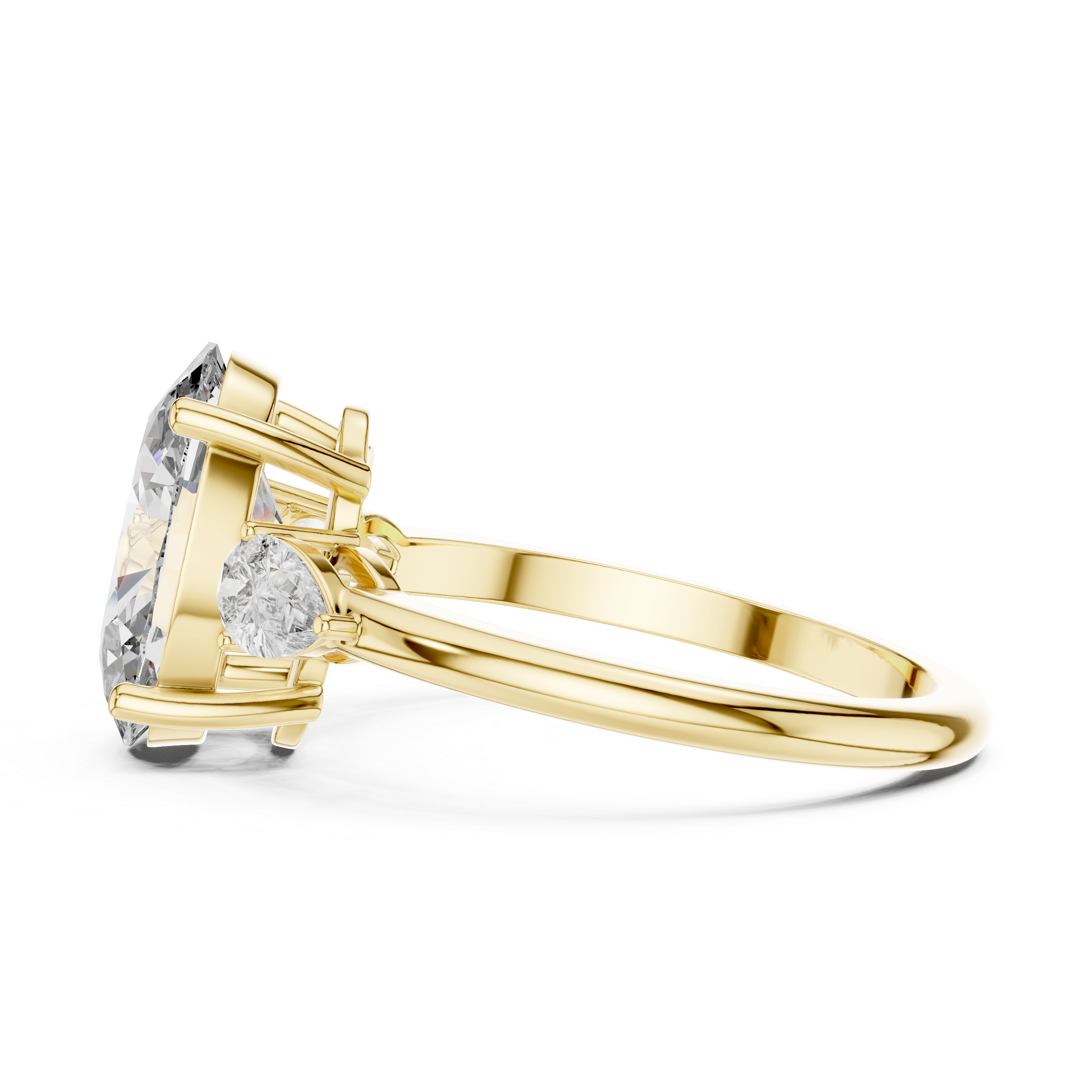 Oval Three-Stone Engagement Ring with Pear Accents
