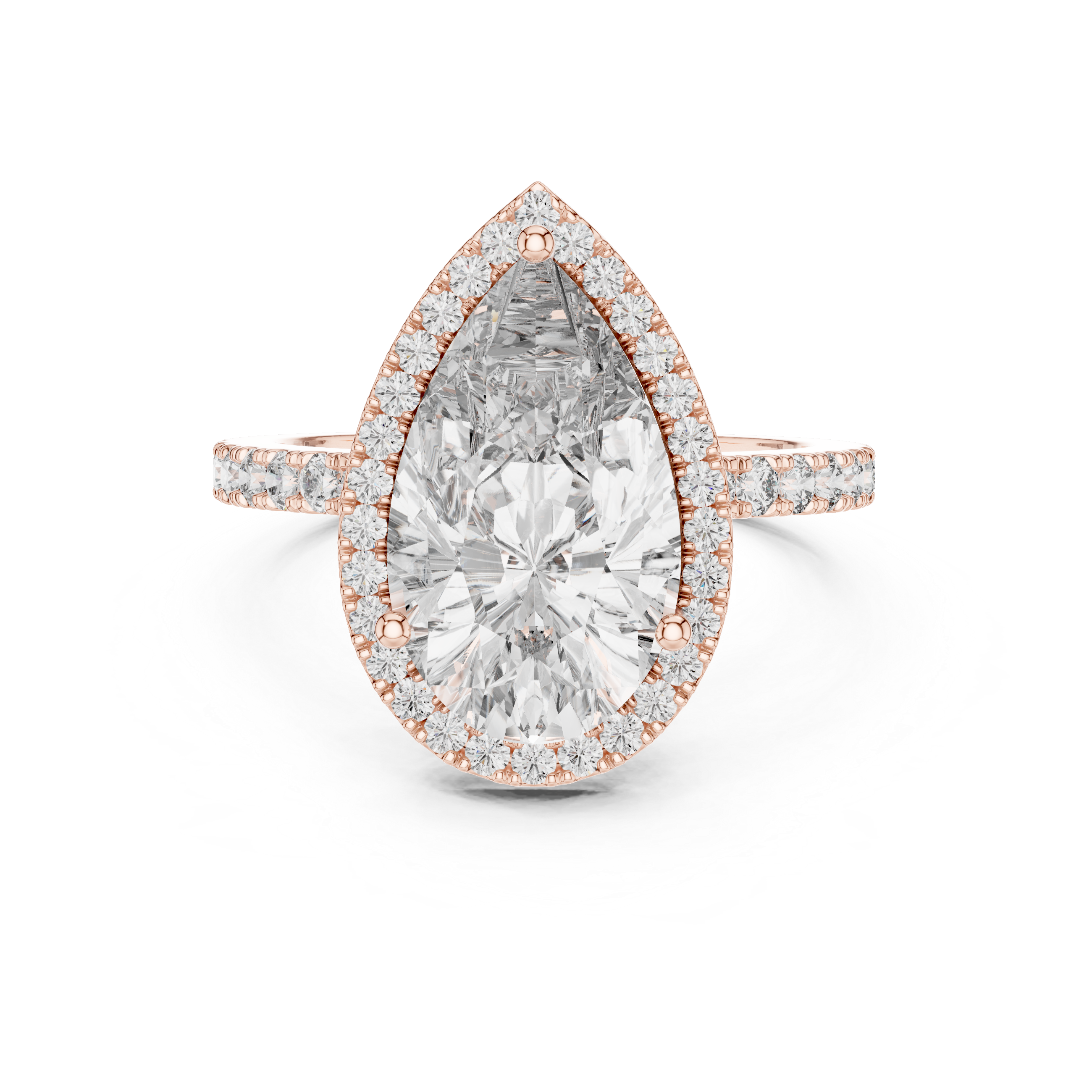 Pear-Cut Halo Engagement Ring with Pave Band