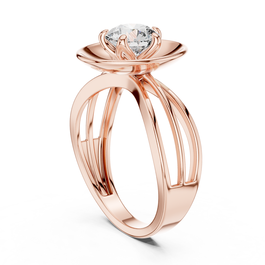 Oval Plate Solitaire Engagement Ring with Split Shank