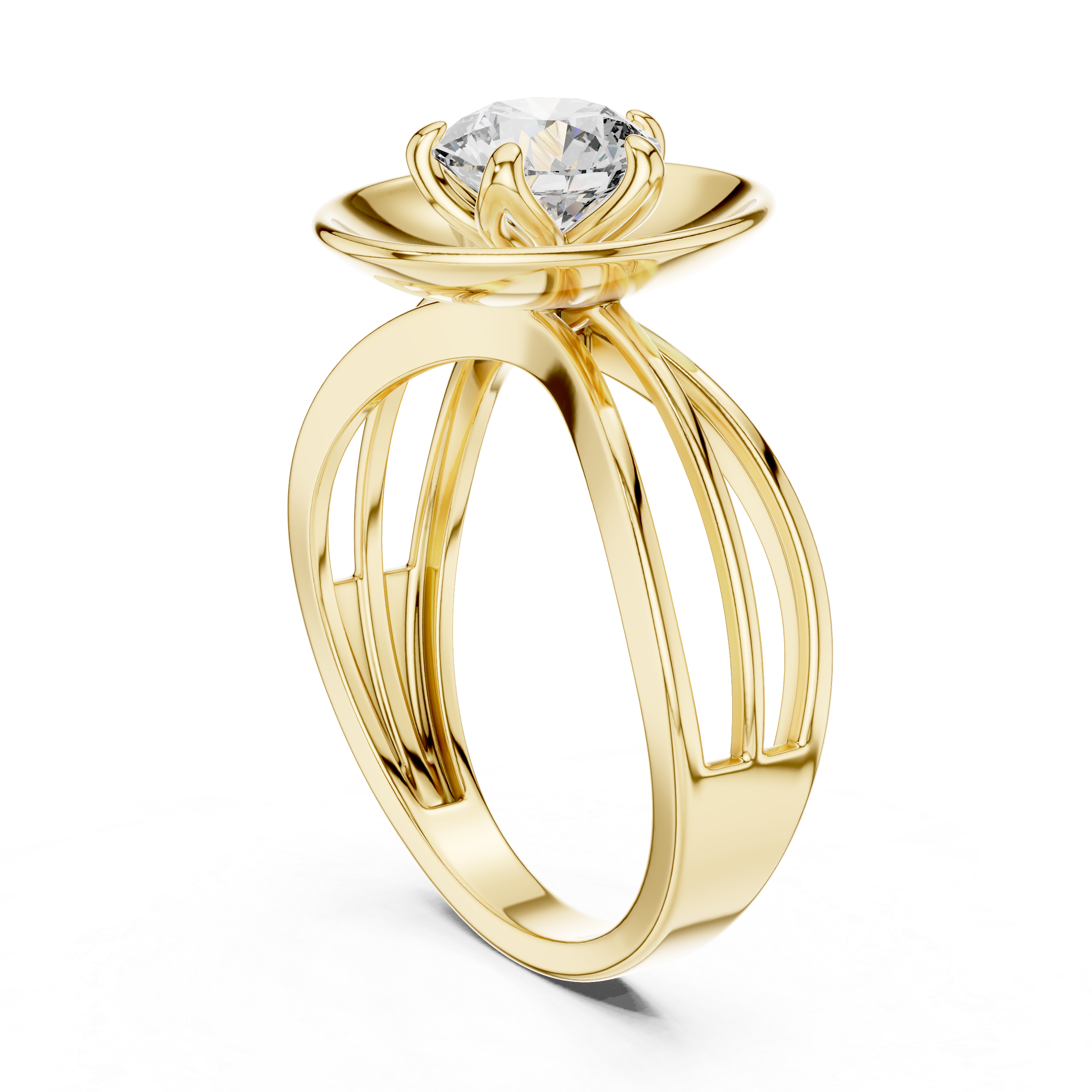 Oval Plate Solitaire Engagement Ring with Split Shank