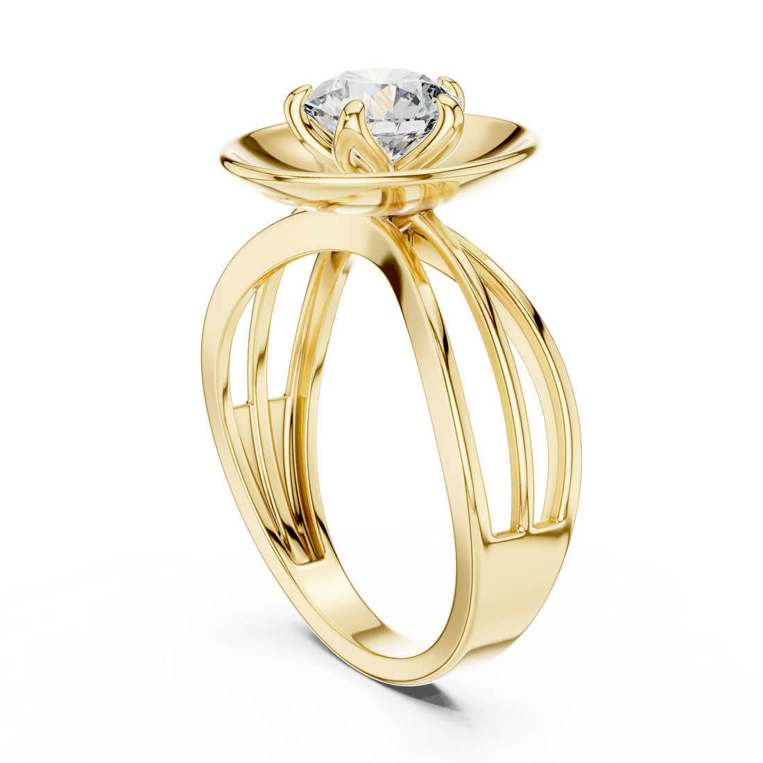 Oval Plate Solitaire Engagement Ring with Split Shank